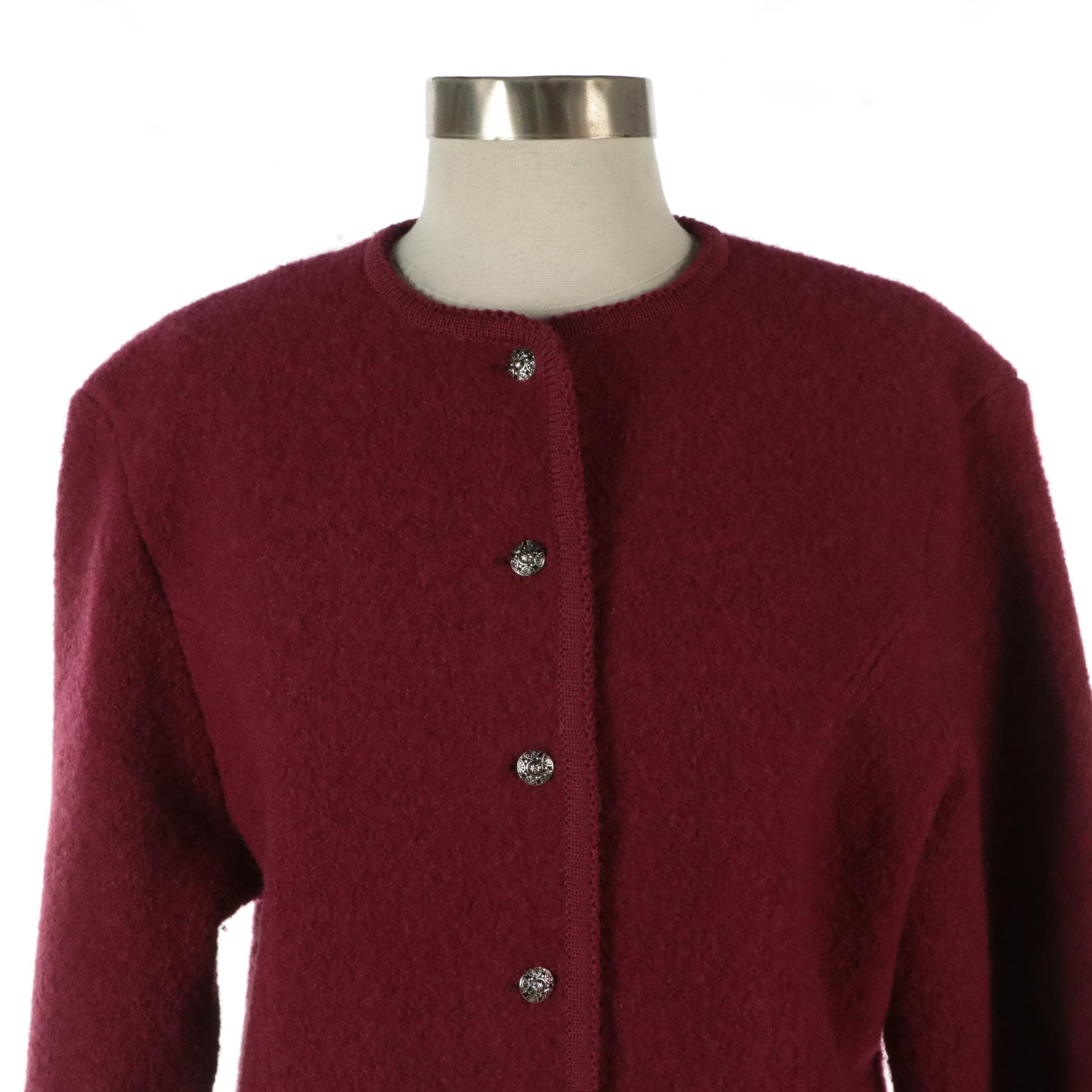 Orvis Cherry Red Wool Cropped Jacket & Collections Etc. Ribbed Fleece Robe Coat