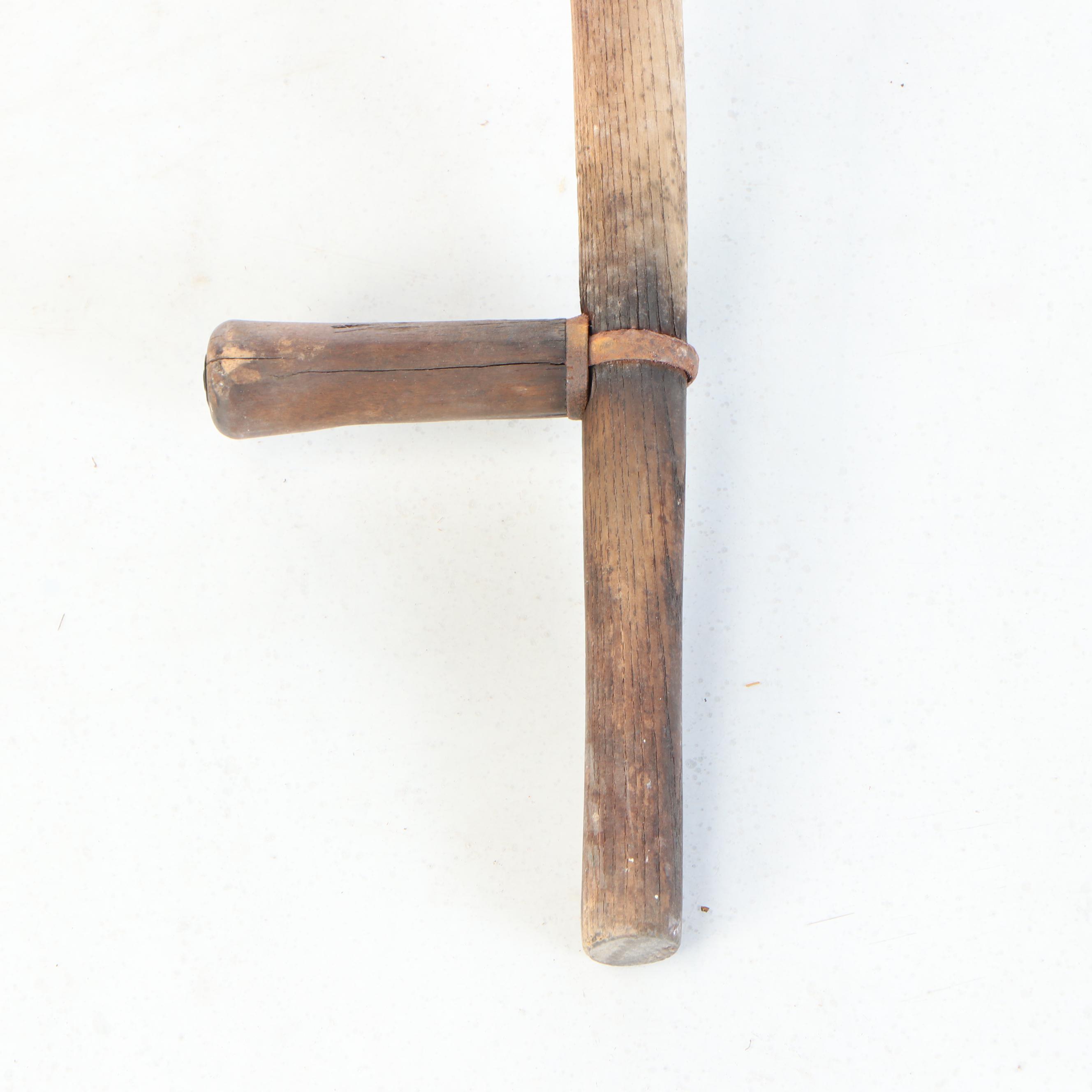 Antique Oak Handle Hay Scythe