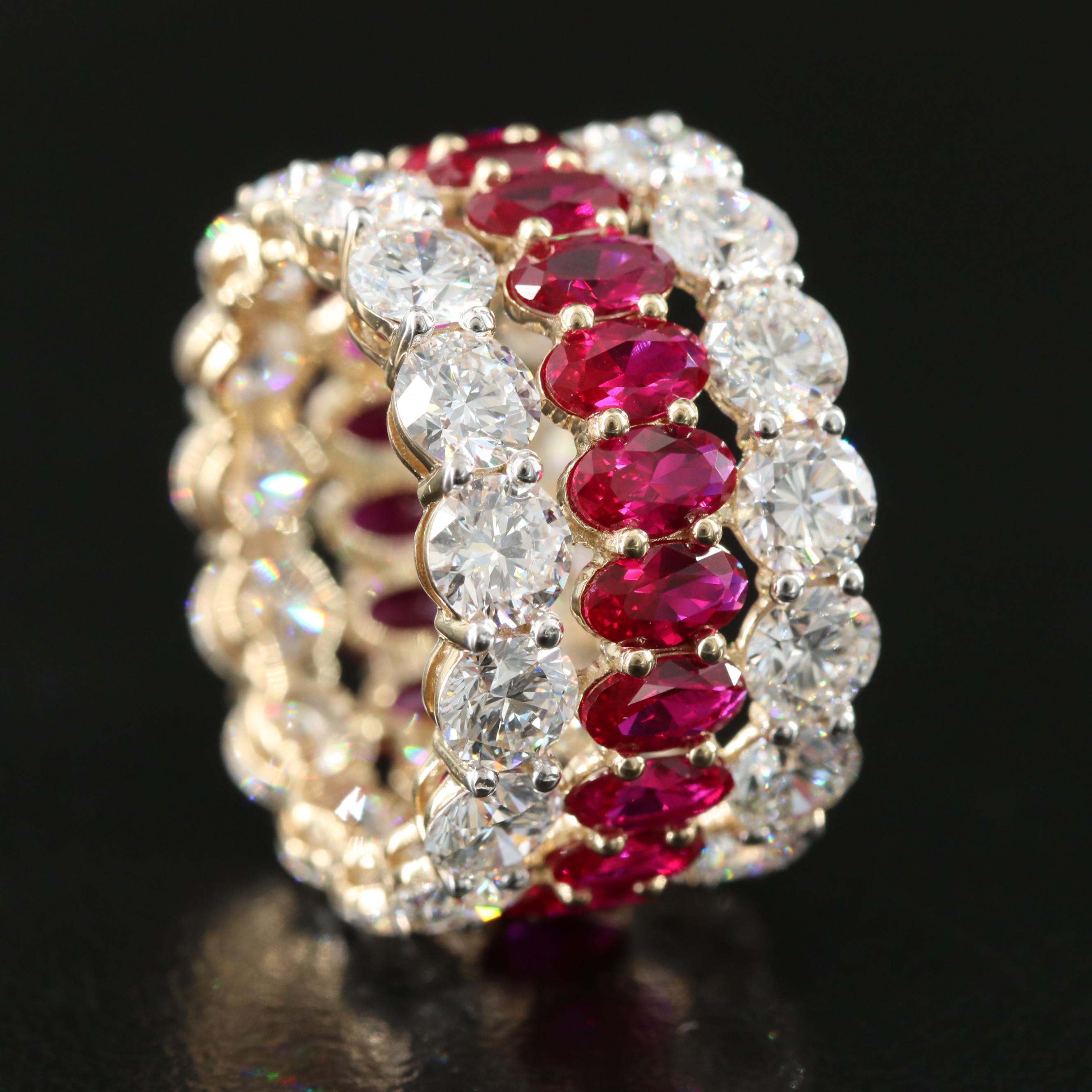 14K 4.76 CTW Ruby and 8.87 CTW Lab Grown Diamond Eternity Band
