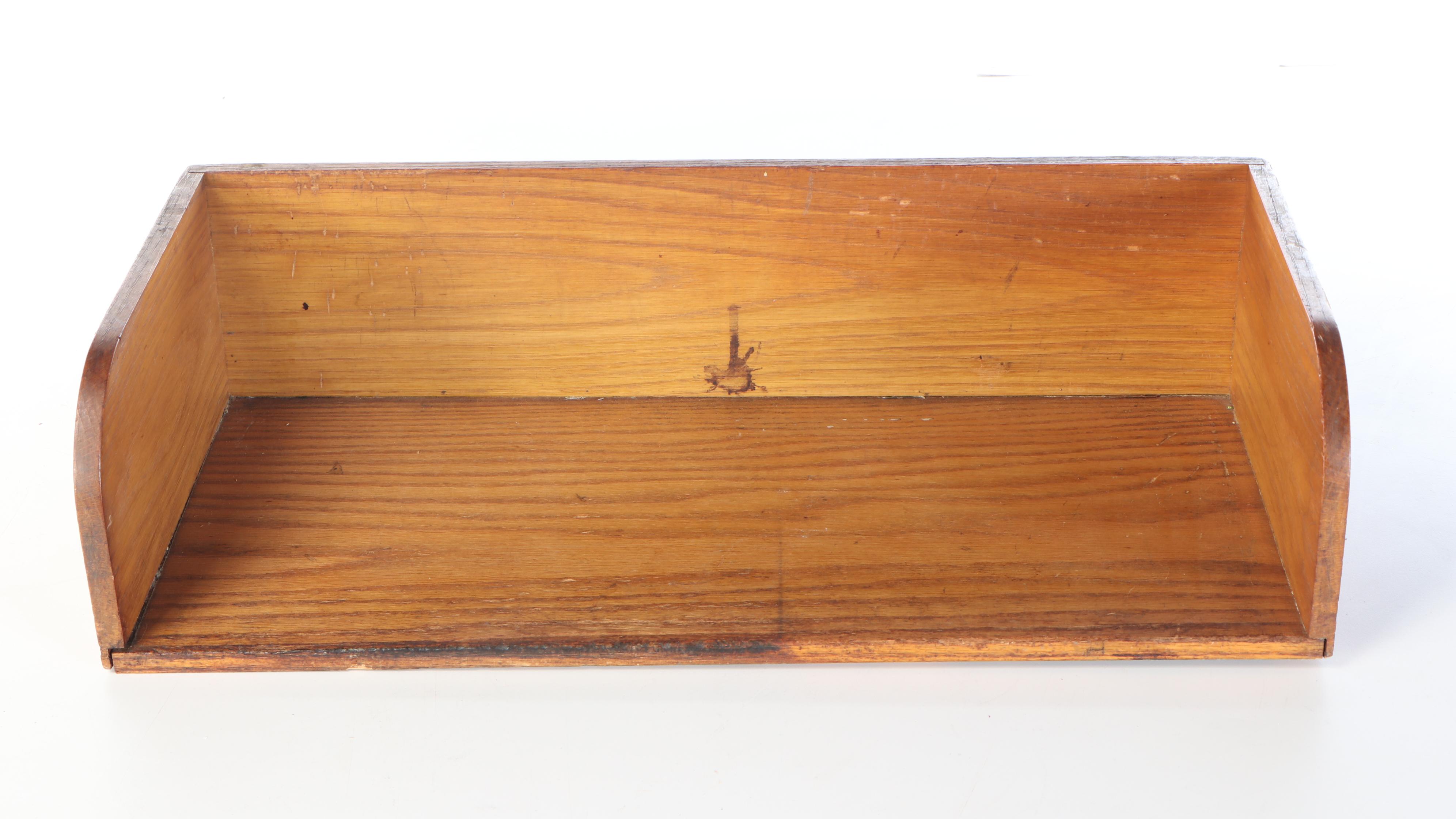 Wood Desktop Library Card File Cabinet and Tray