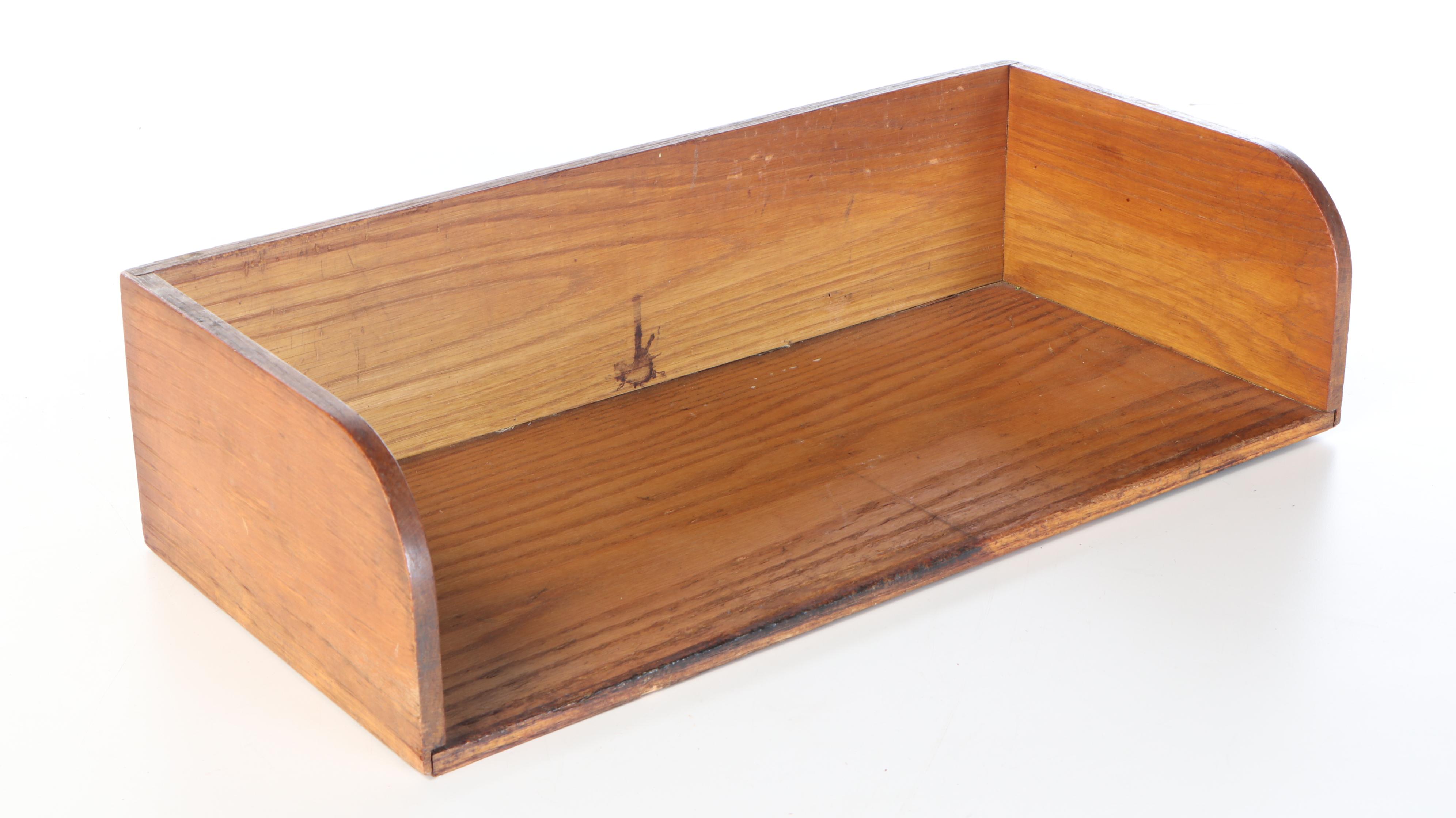 Wood Desktop Library Card File Cabinet and Tray