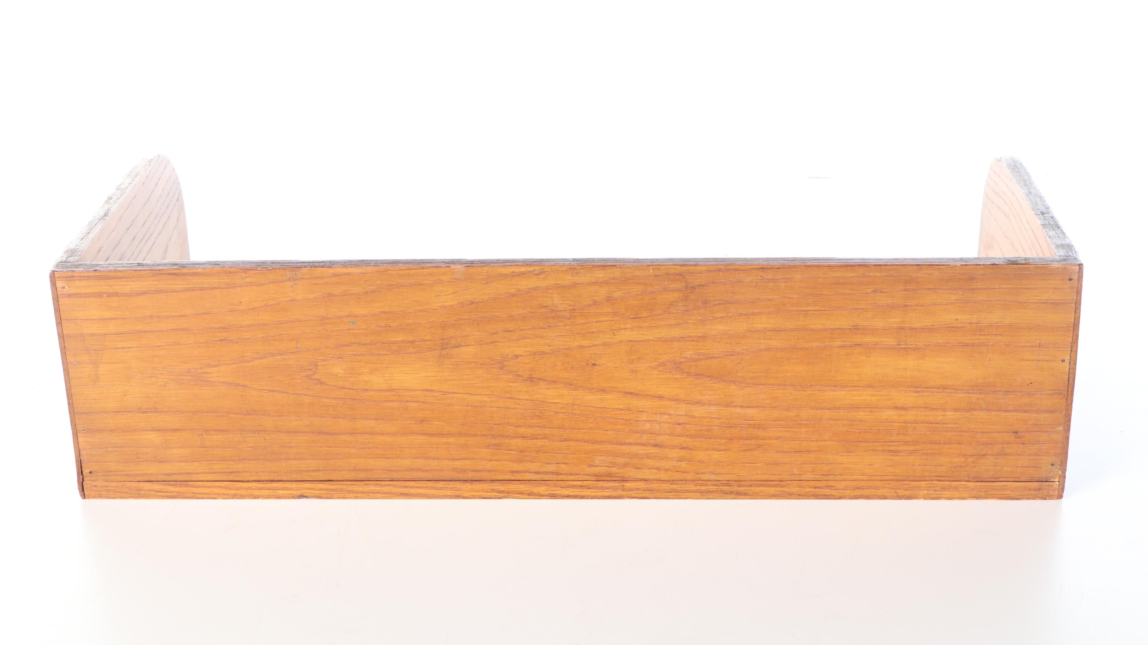 Wood Desktop Library Card File Cabinet and Tray