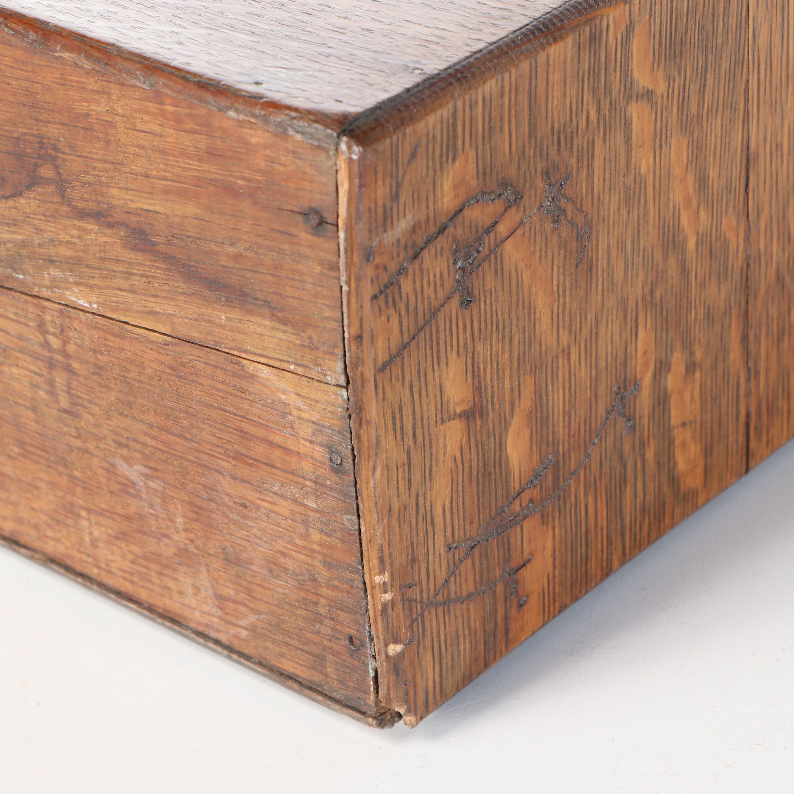 Wood Desktop Library Card File Cabinet and Tray