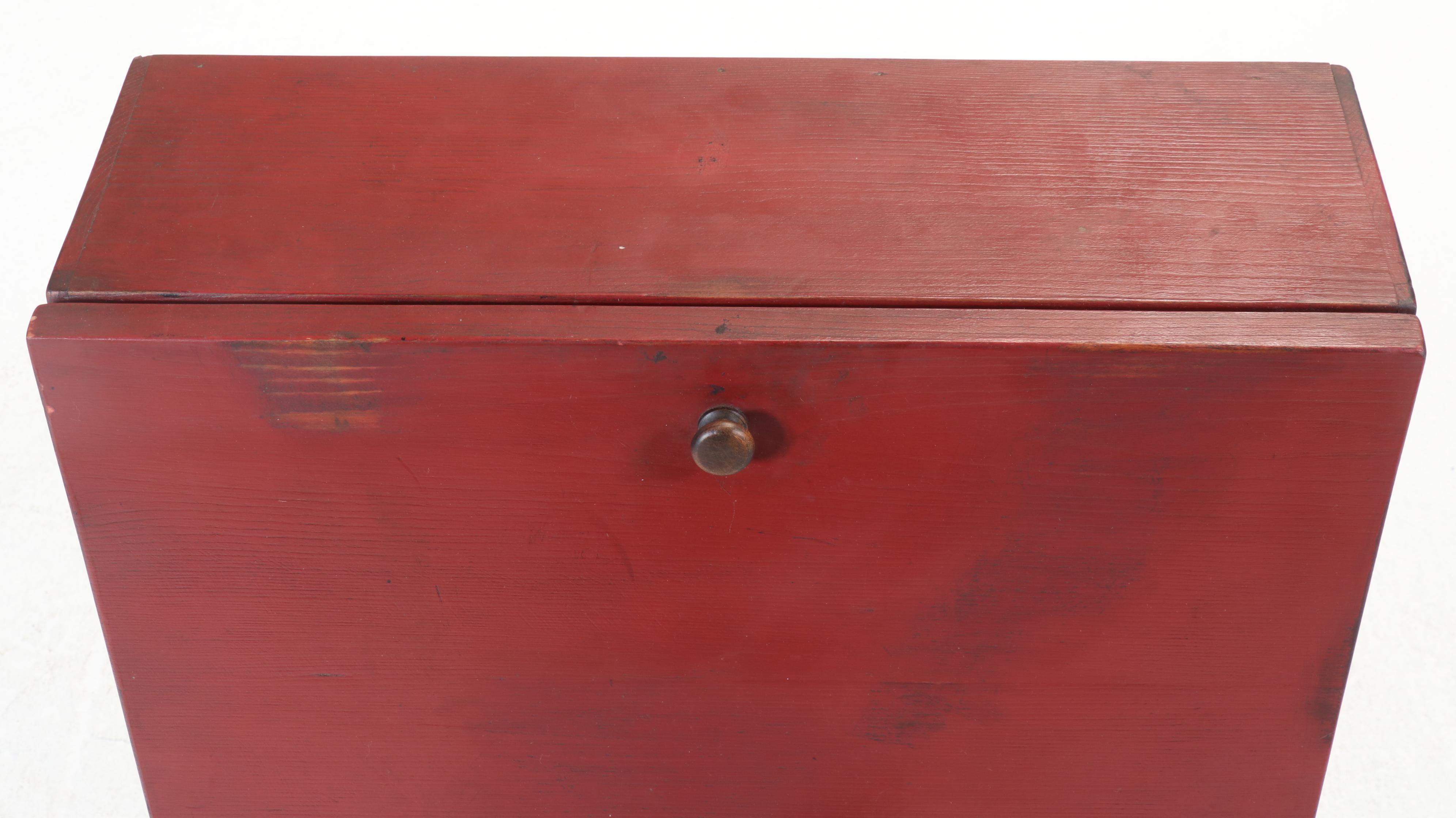 American Primitive Painted Wood Slant Front Tabletop Storage Box