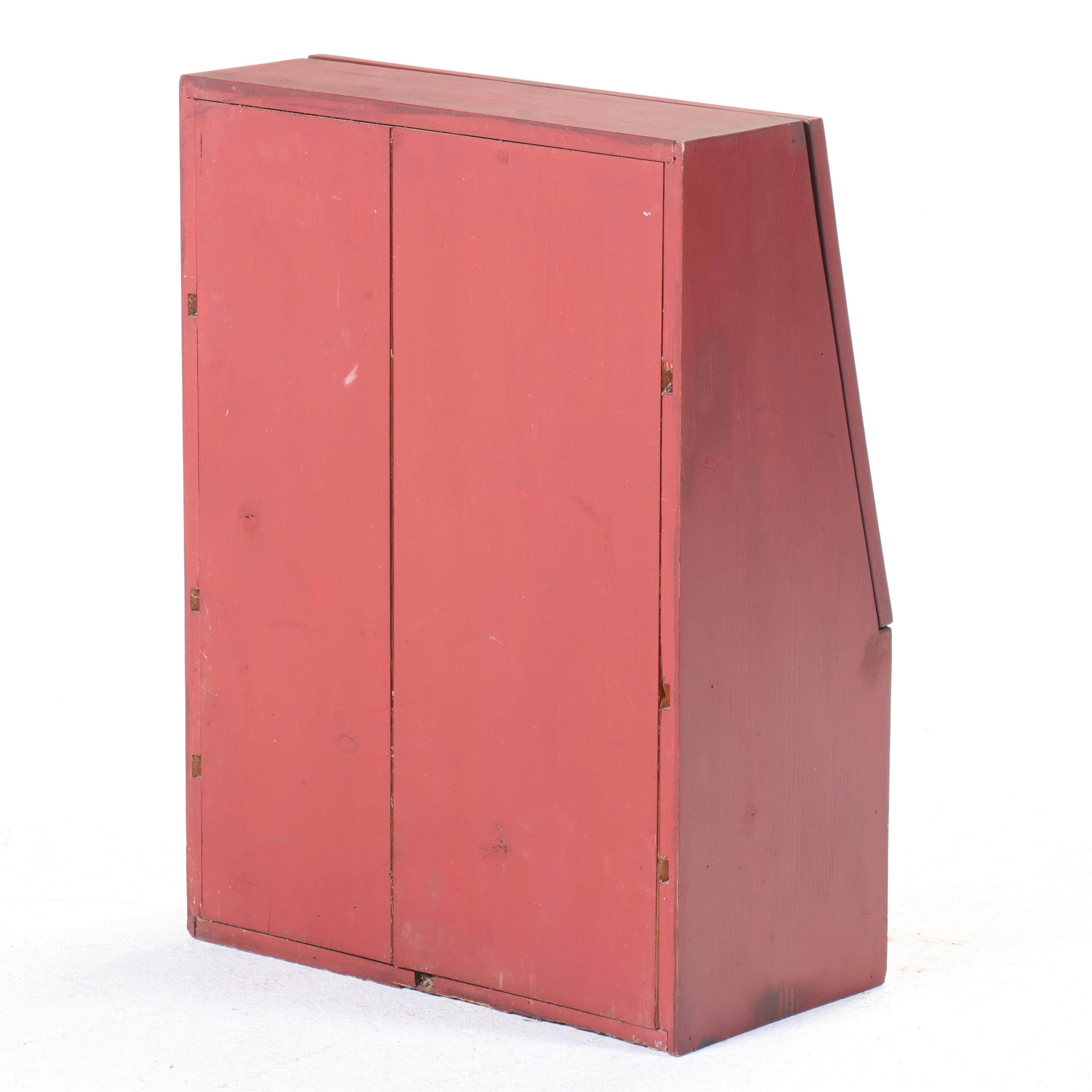 American Primitive Painted Wood Slant Front Tabletop Storage Box