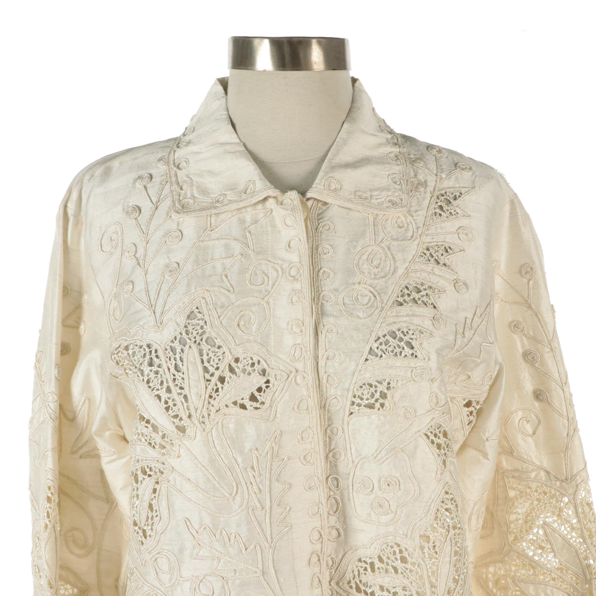 Coldwater Creek Embroidered Lace Silk Blouse, Charter Club Pleated Shirt Dress