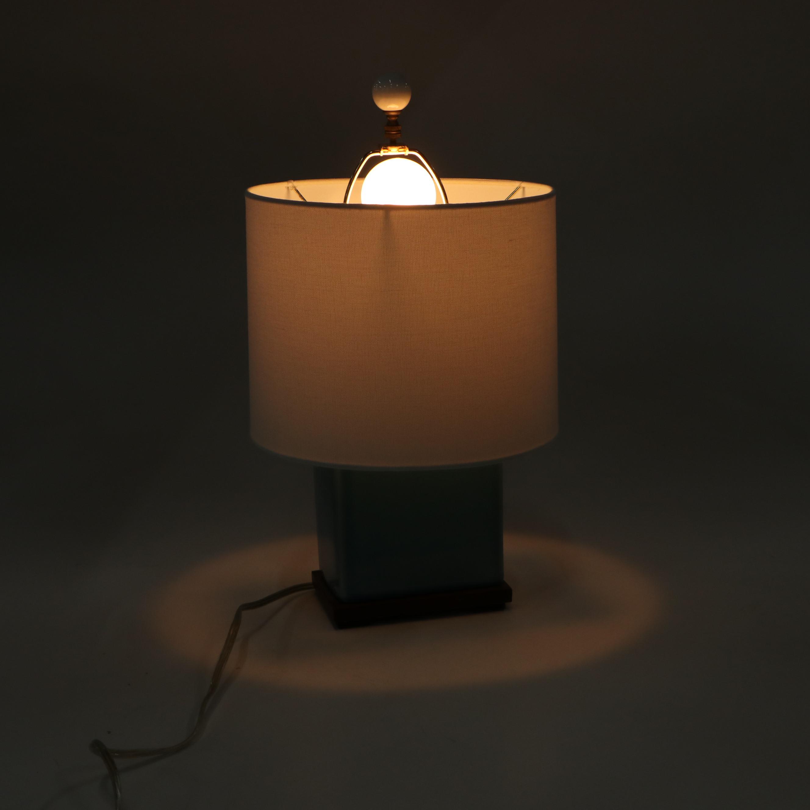 Ralph Lauren Blue Ceramic Table Lamp with Art Pottery