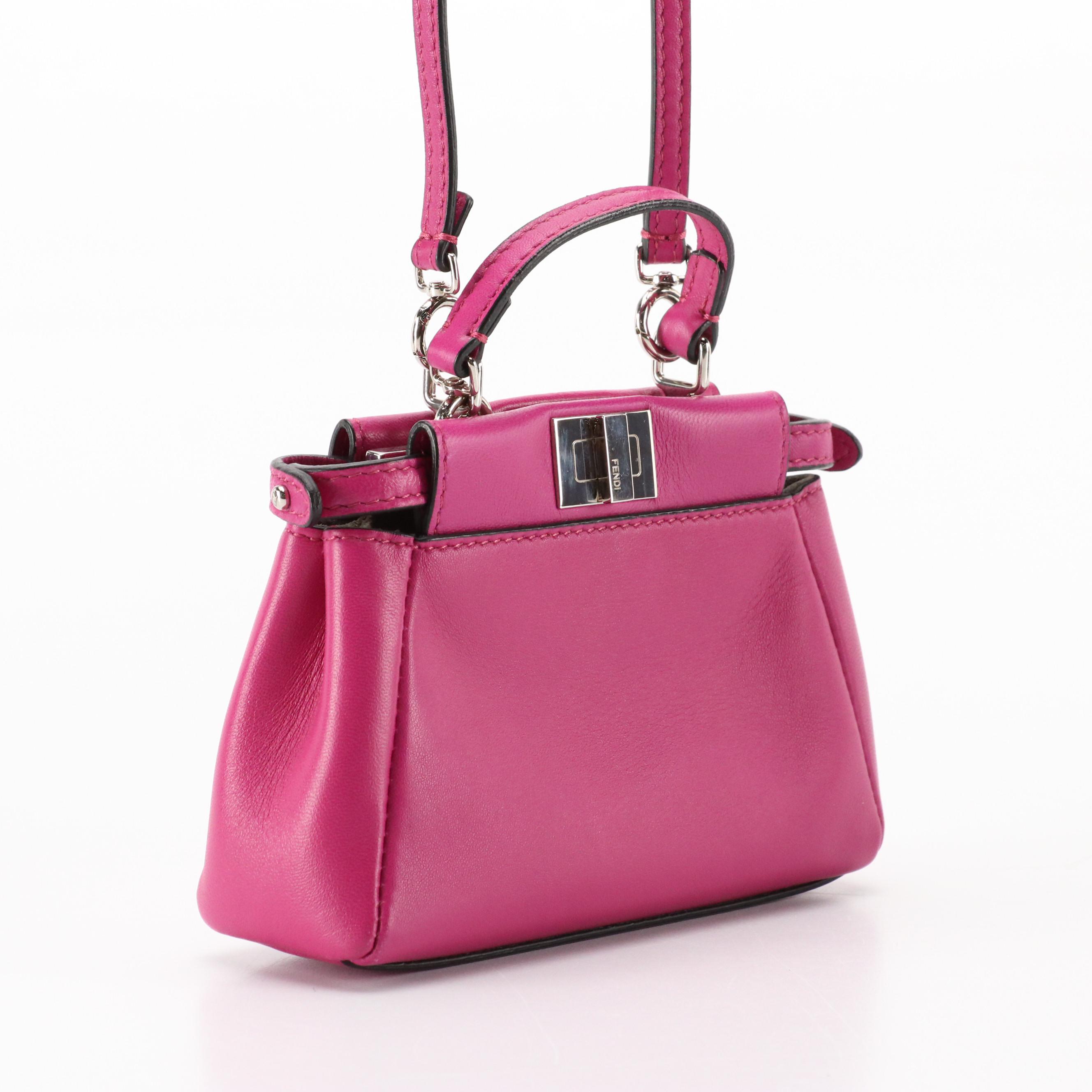 Fendi Nano Peekaboo Two-Way Bag in Pink Nappa Leather
