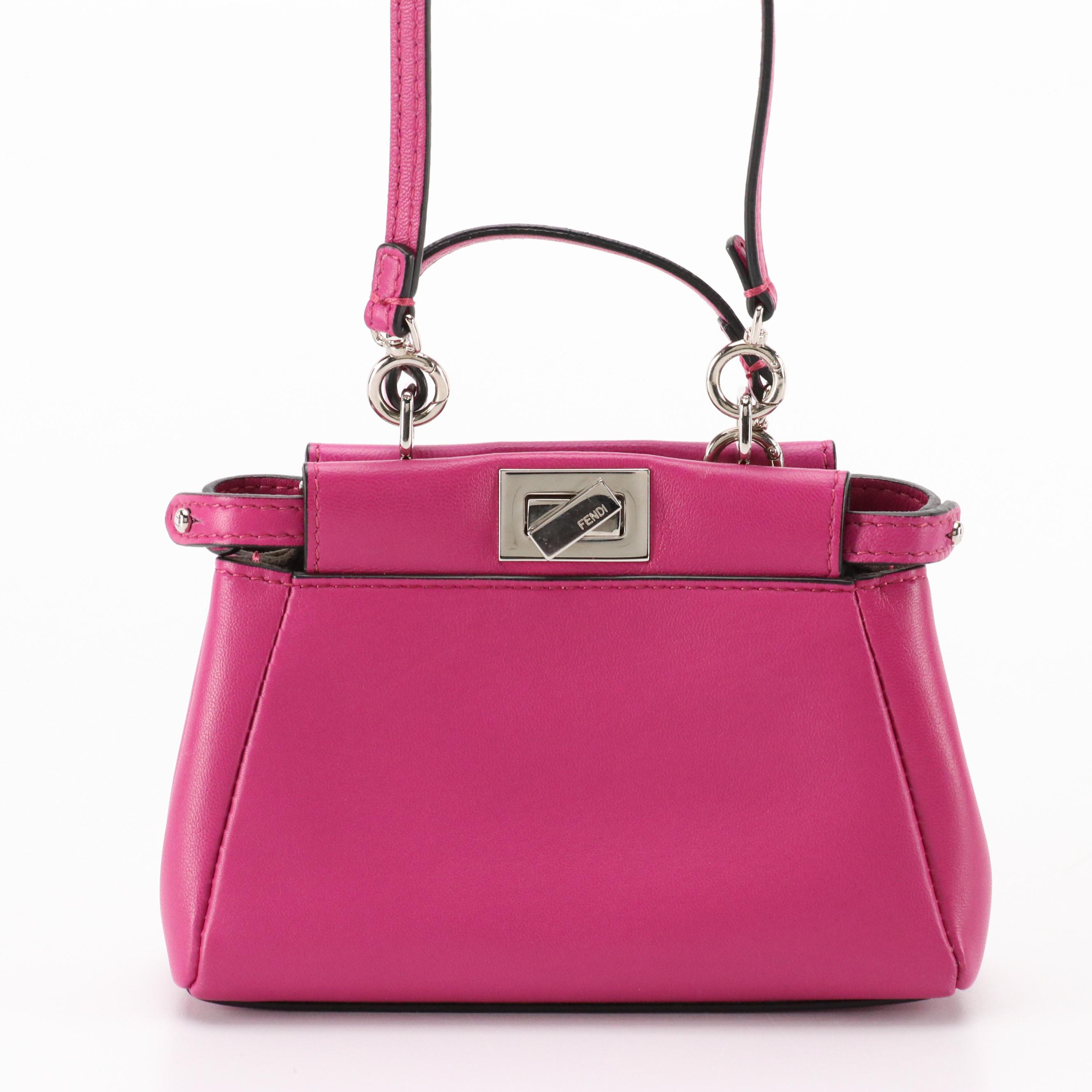Fendi Nano Peekaboo Two-Way Bag in Pink Nappa Leather