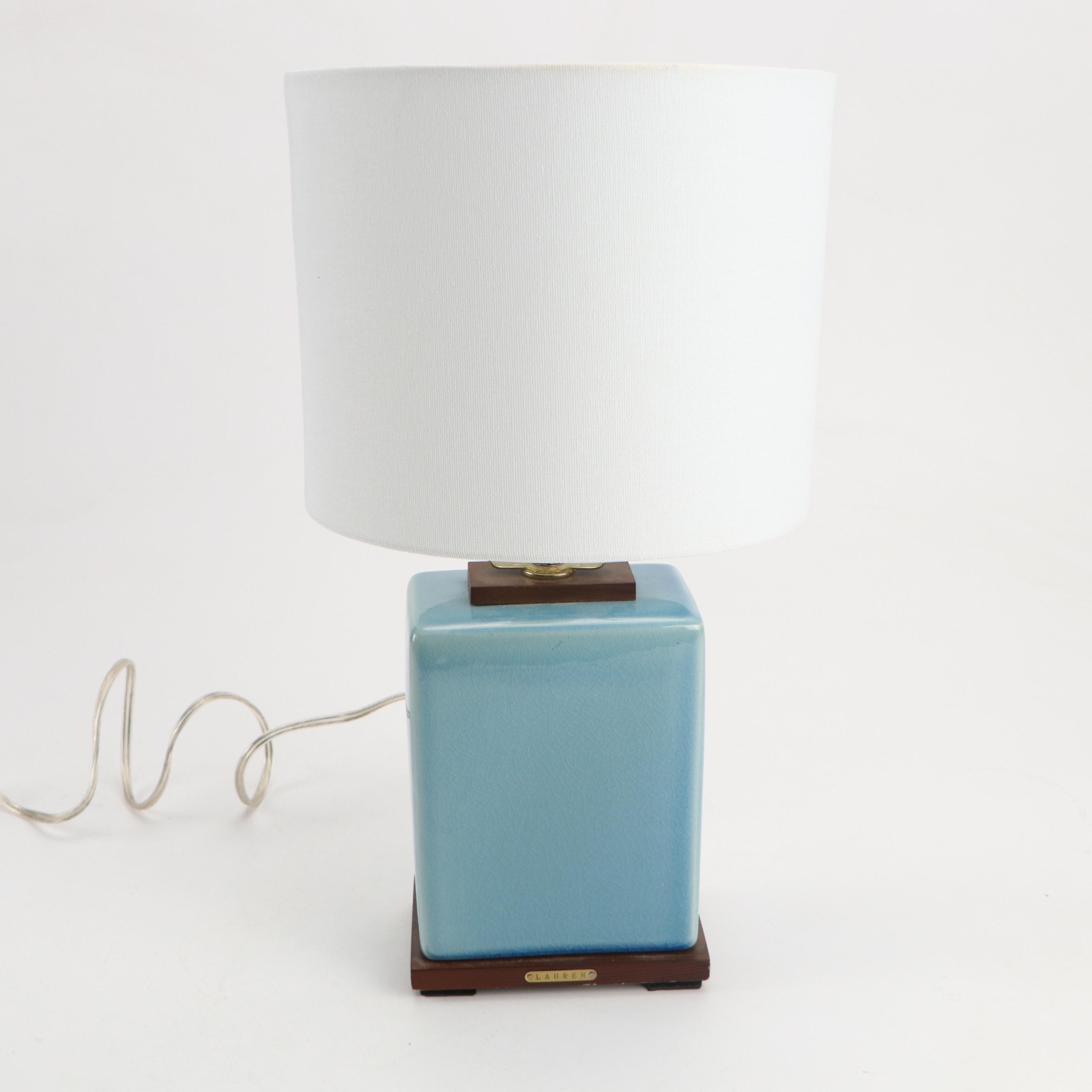 Ralph Lauren Blue Ceramic Table Lamp with Art Pottery