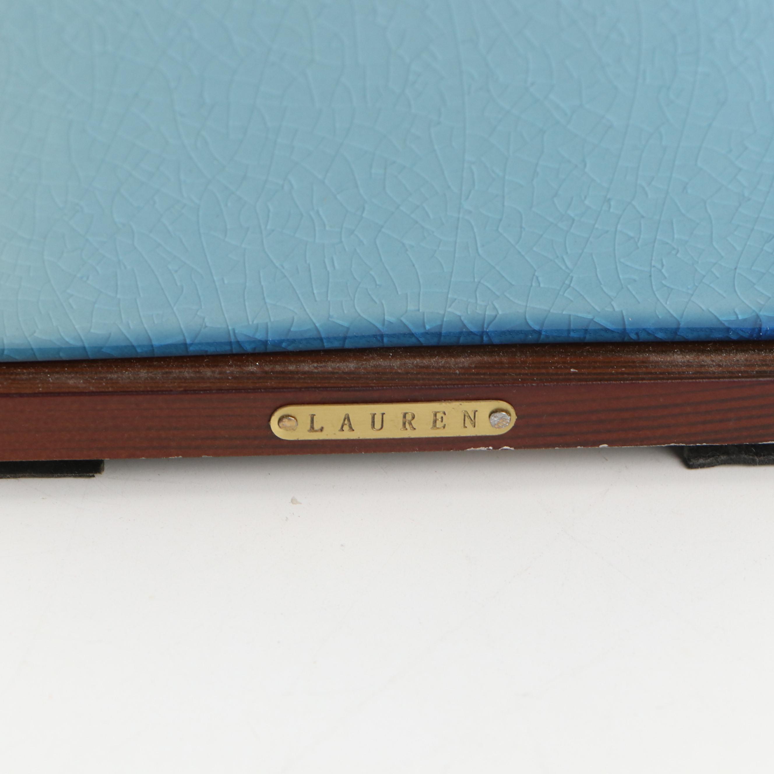 Ralph Lauren Blue Ceramic Table Lamp with Art Pottery