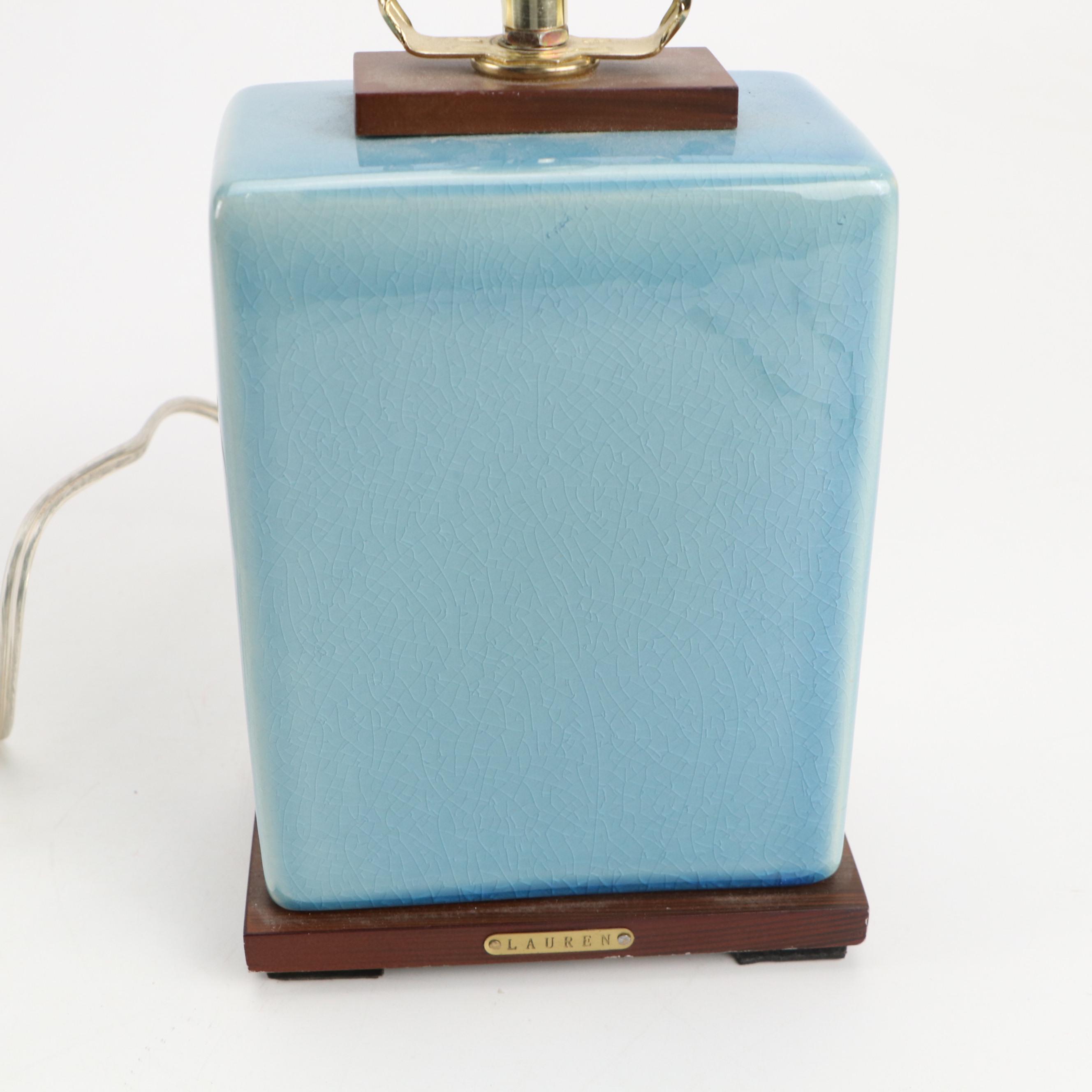Ralph Lauren Blue Ceramic Table Lamp with Art Pottery