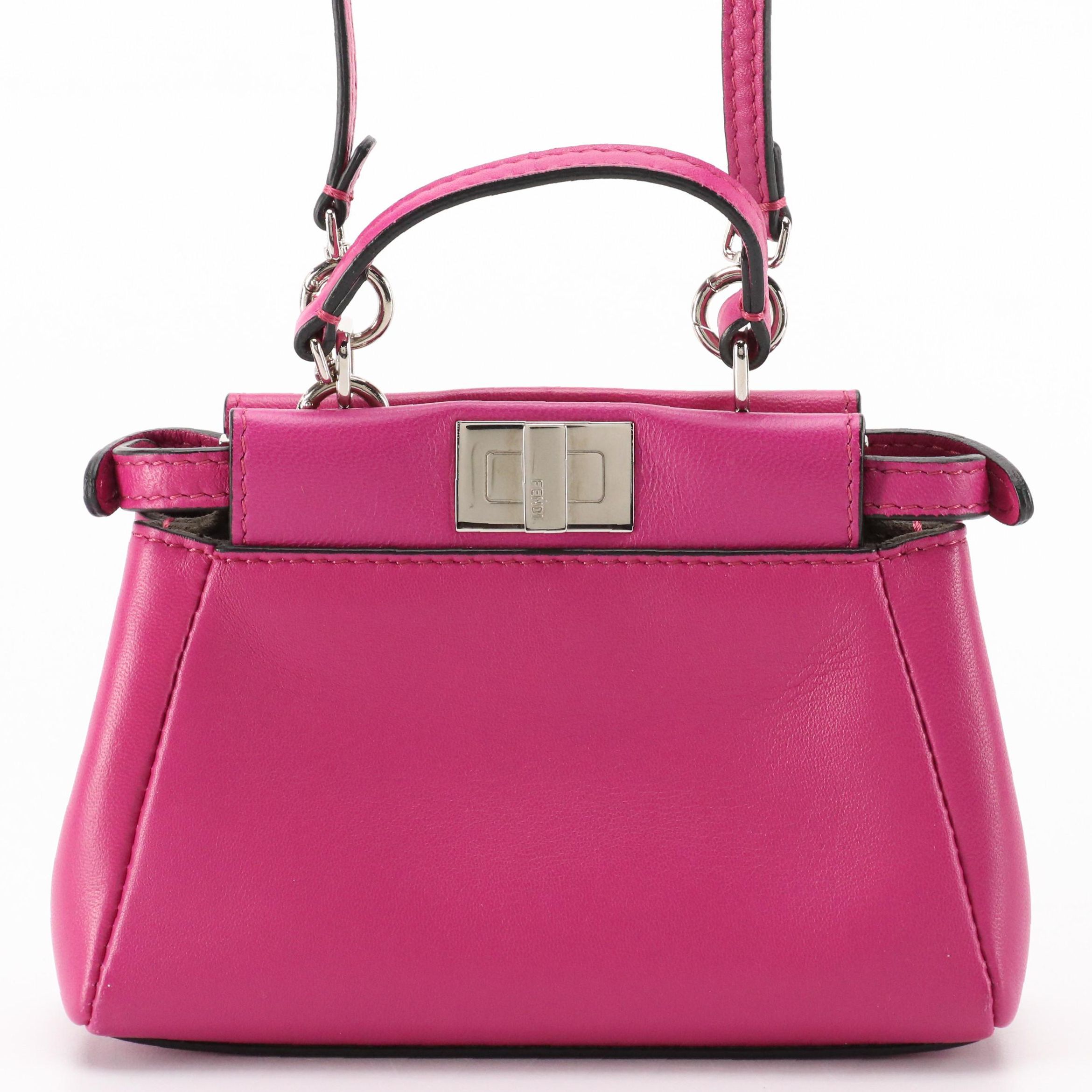 Fendi Nano Peekaboo Two-Way Bag in Pink Nappa Leather