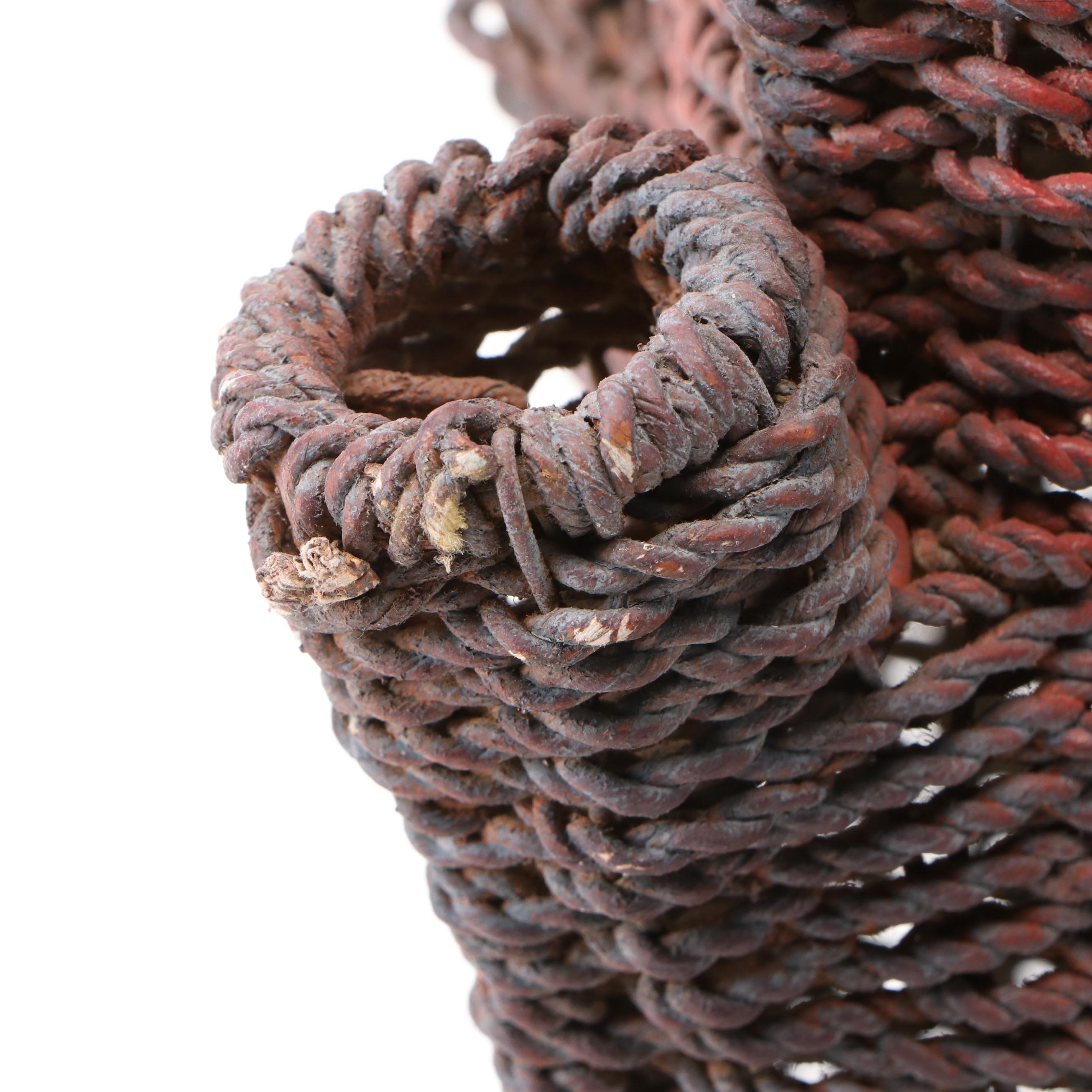 Pair of Painted Paper Rush Wicker Tulipieres