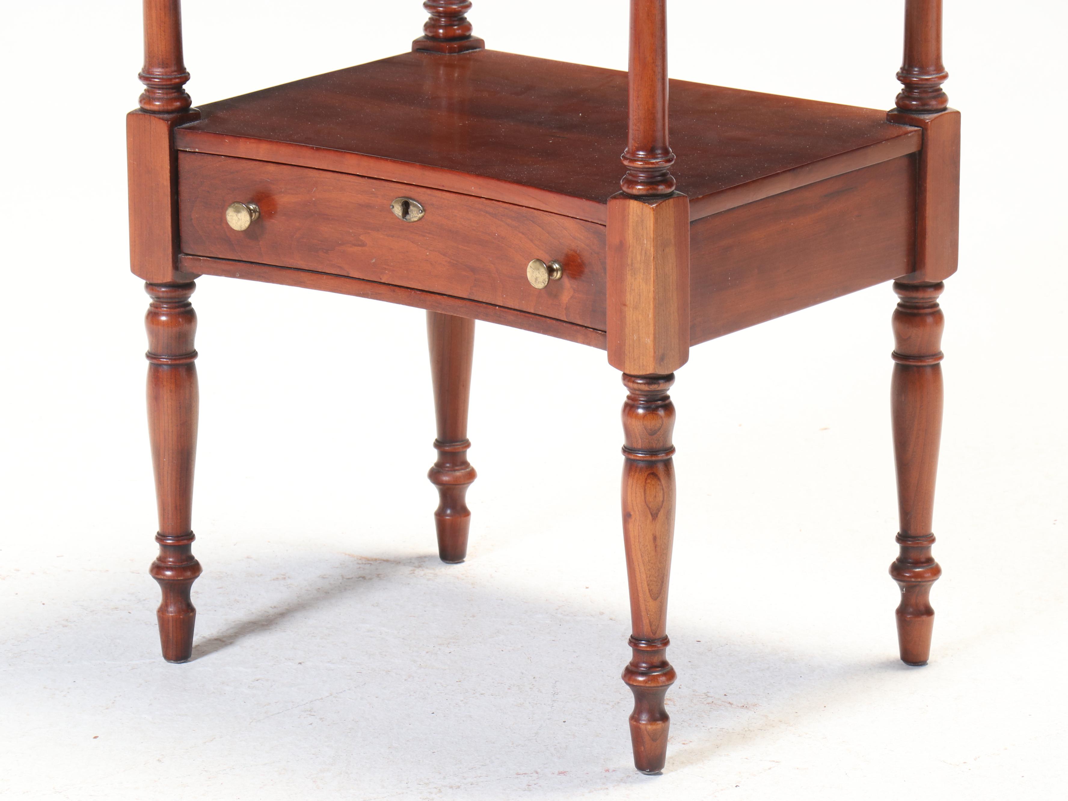 Statton Federal Style Cherrywood Two-Tier Side Table, Dated 1977
