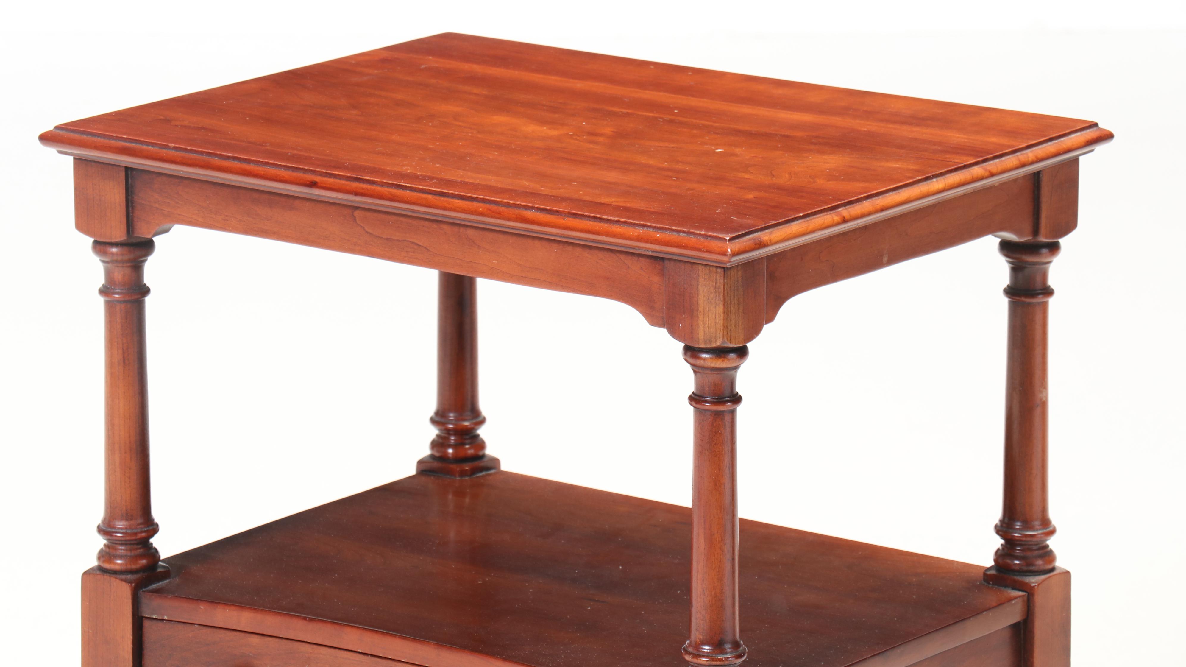 Statton Federal Style Cherrywood Two-Tier Side Table, Dated 1977