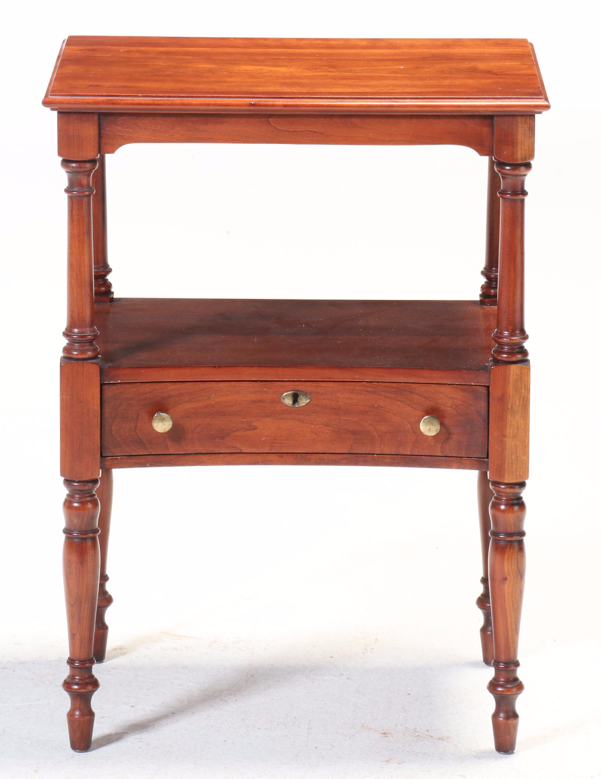 Statton Federal Style Cherrywood Two-Tier Side Table, Dated 1977