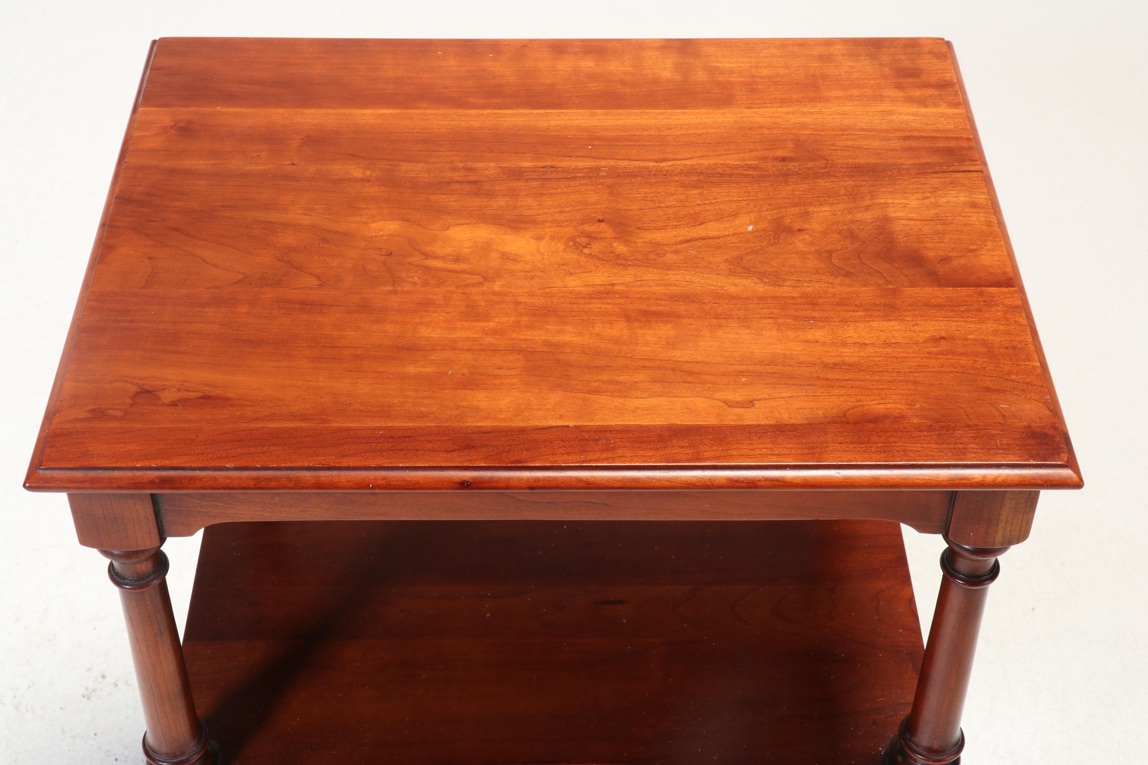 Statton Federal Style Cherrywood Two-Tier Side Table, Dated 1977