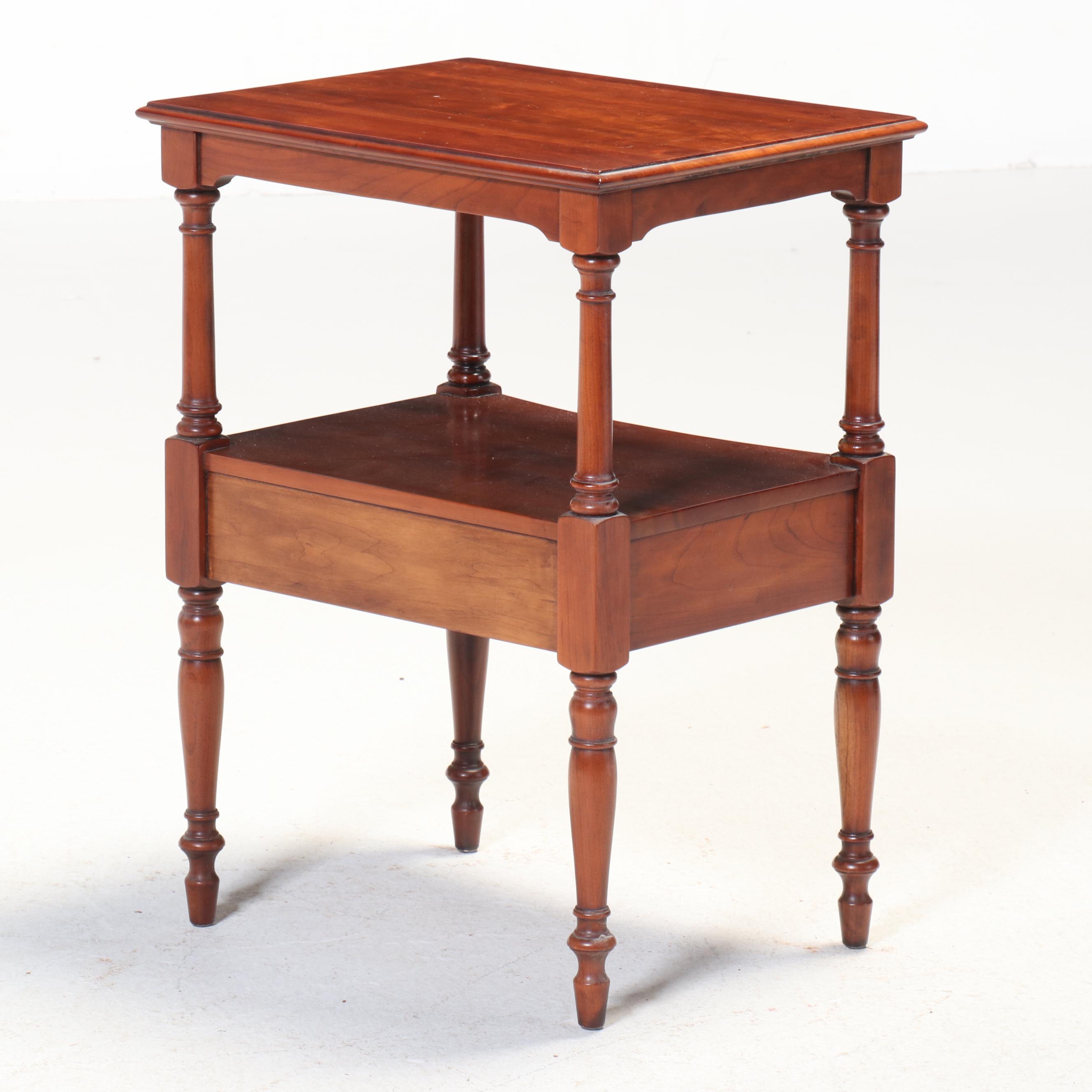 Statton Federal Style Cherrywood Two-Tier Side Table, Dated 1977