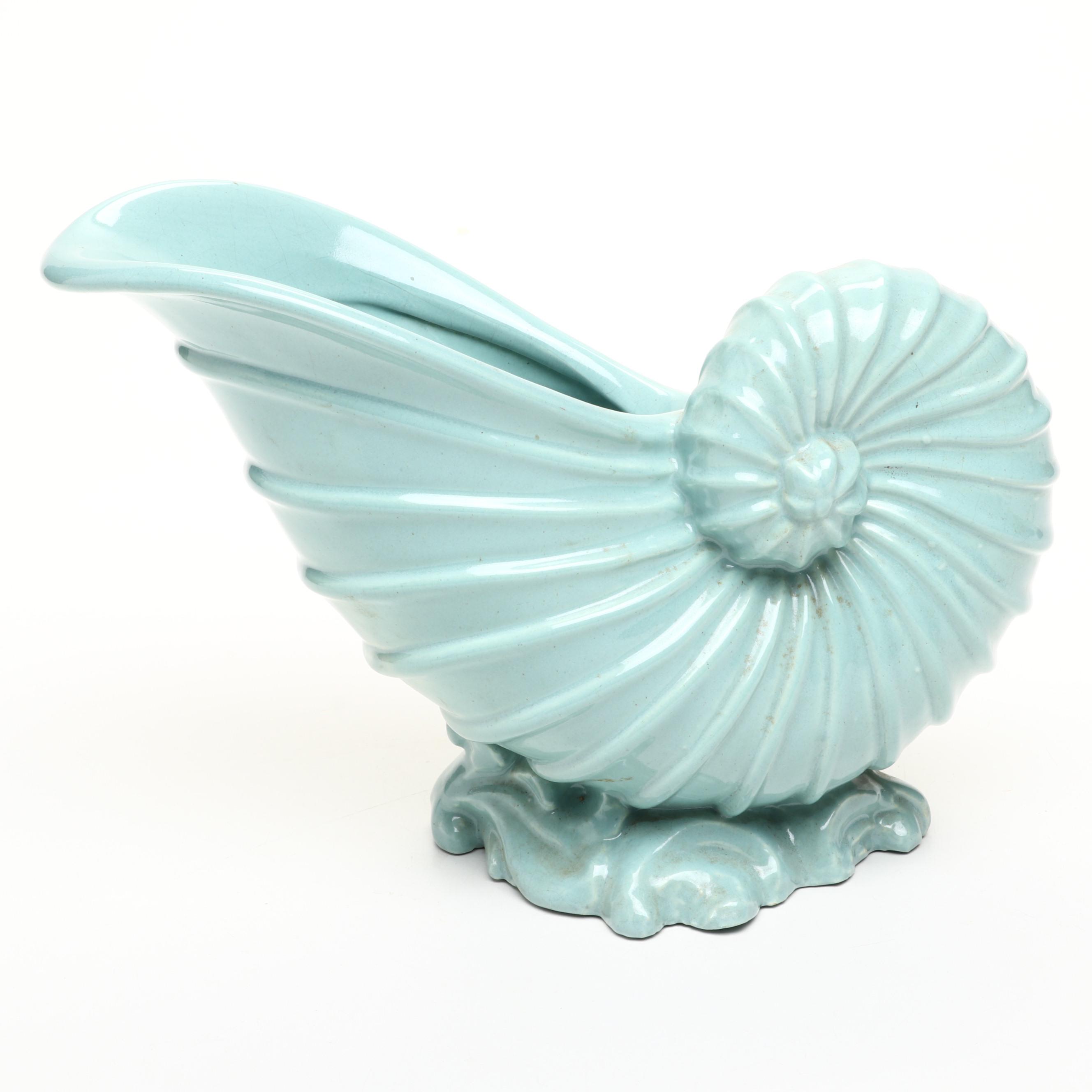 Ceramic Nautilus Shell Form Planter, Mid-20th Century