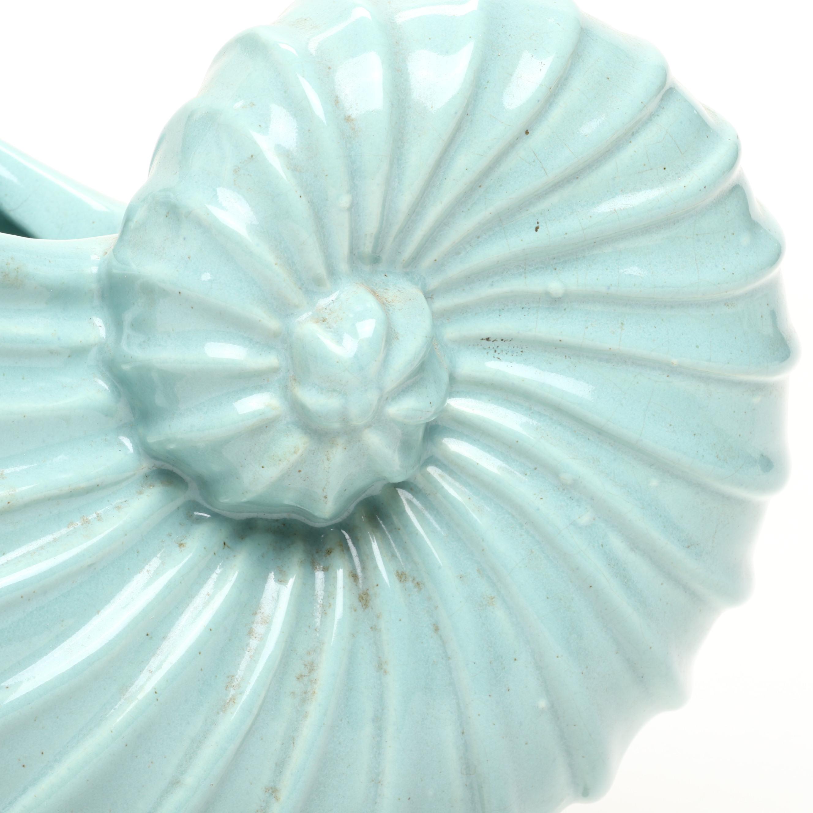 Ceramic Nautilus Shell Form Planter, Mid-20th Century
