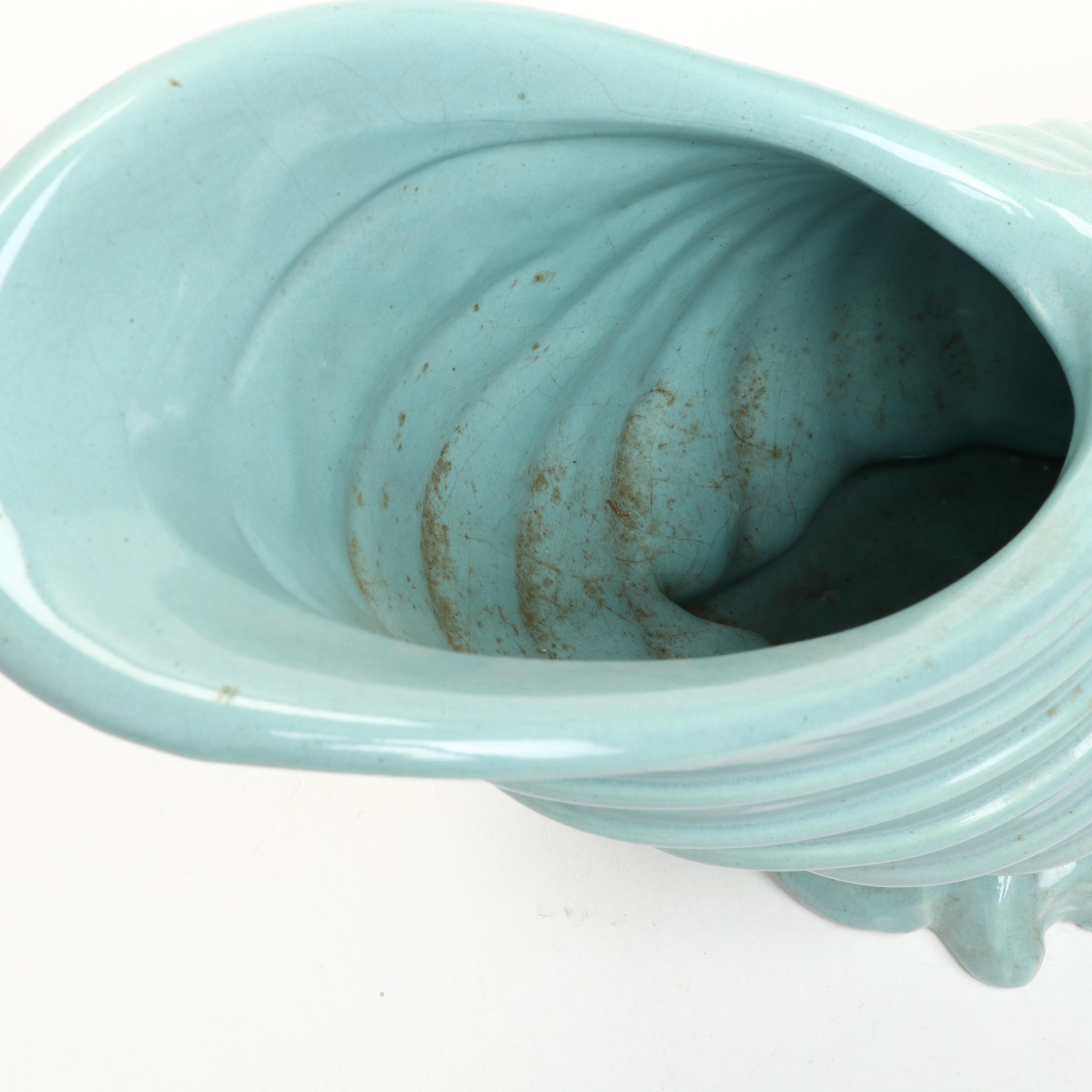 Ceramic Nautilus Shell Form Planter, Mid-20th Century