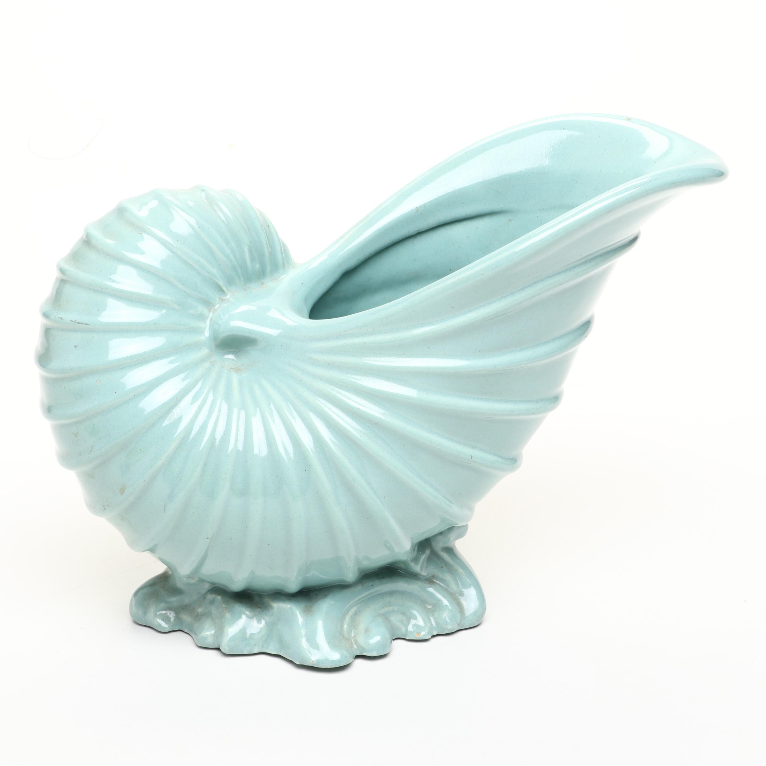 Ceramic Nautilus Shell Form Planter, Mid-20th Century