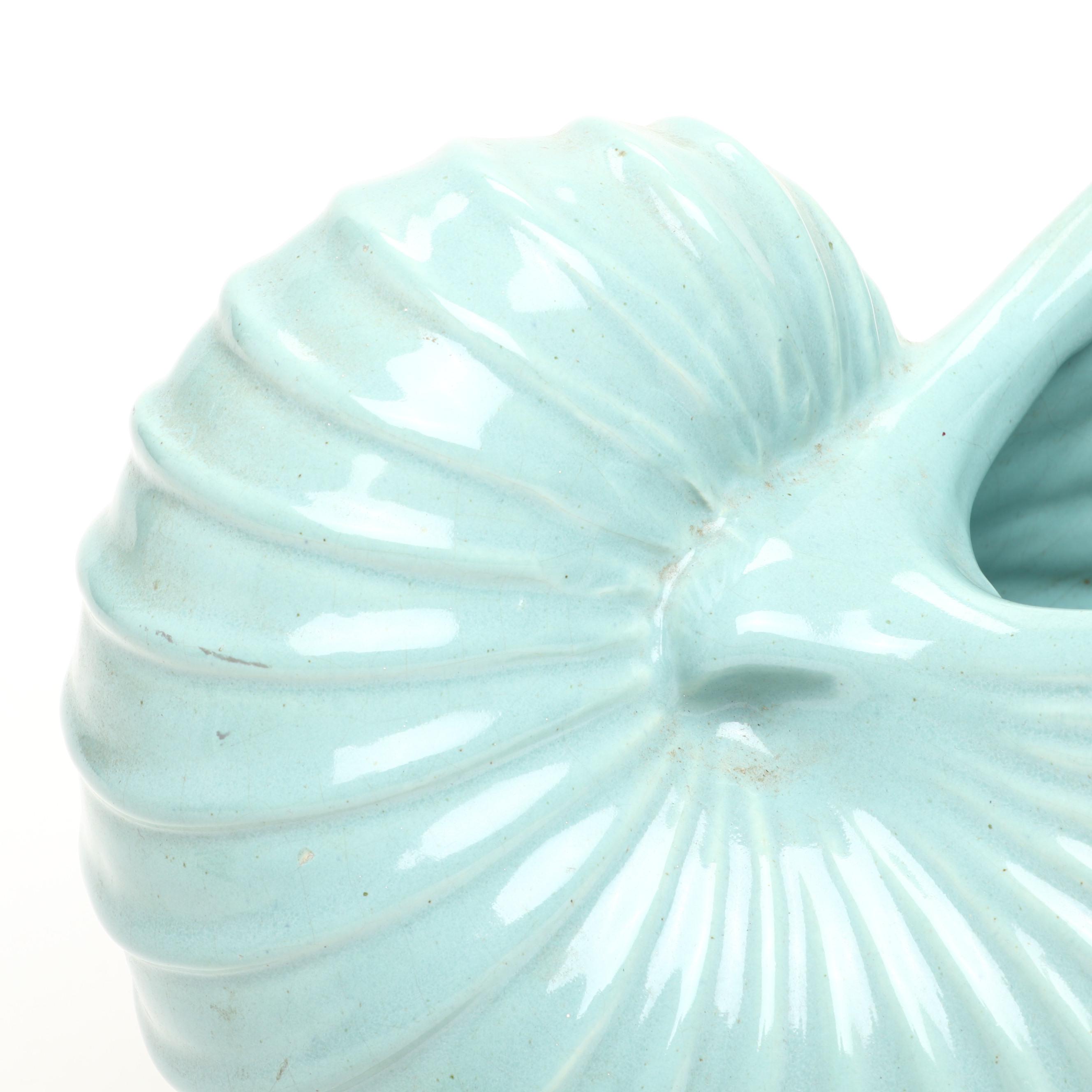 Ceramic Nautilus Shell Form Planter, Mid-20th Century
