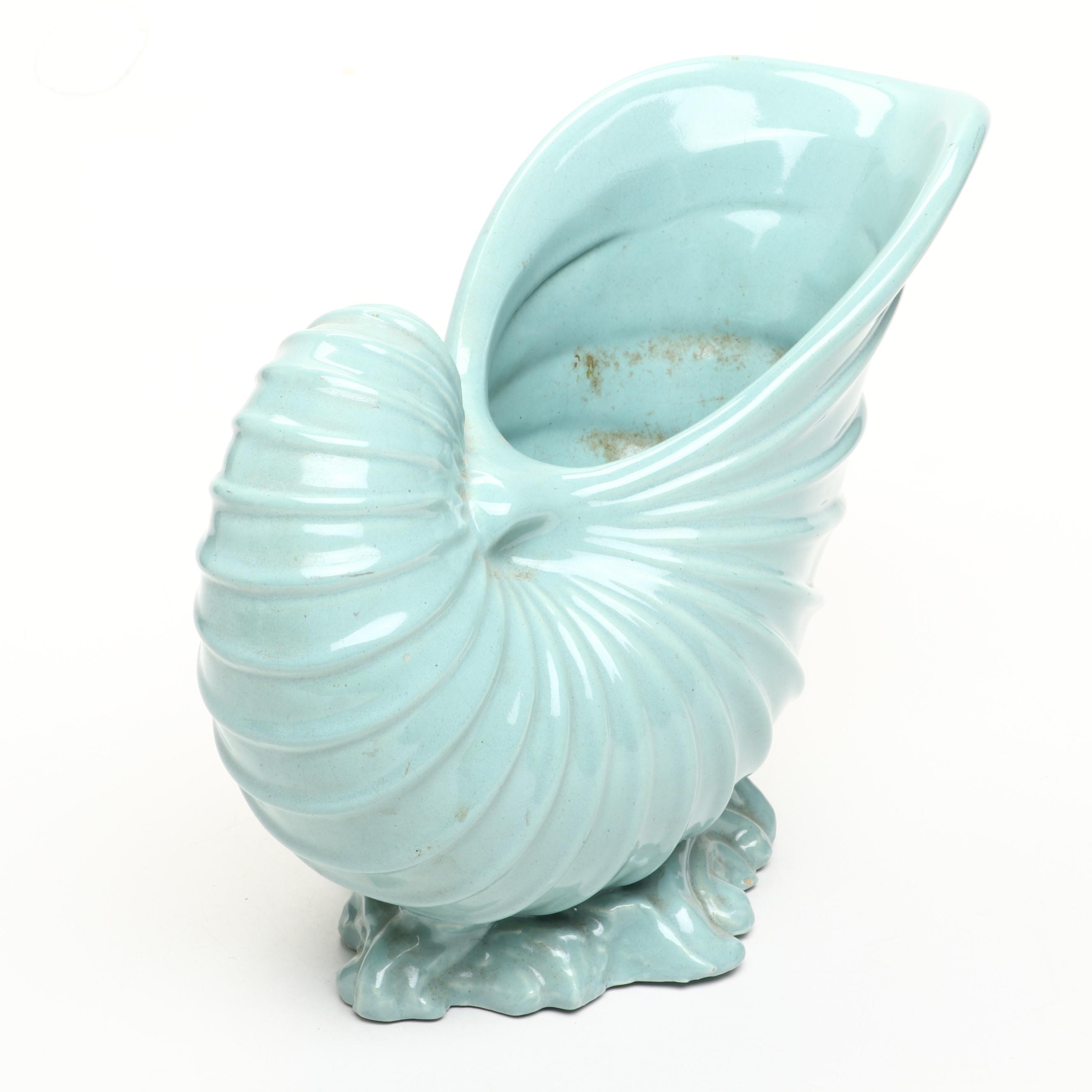 Ceramic Nautilus Shell Form Planter, Mid-20th Century