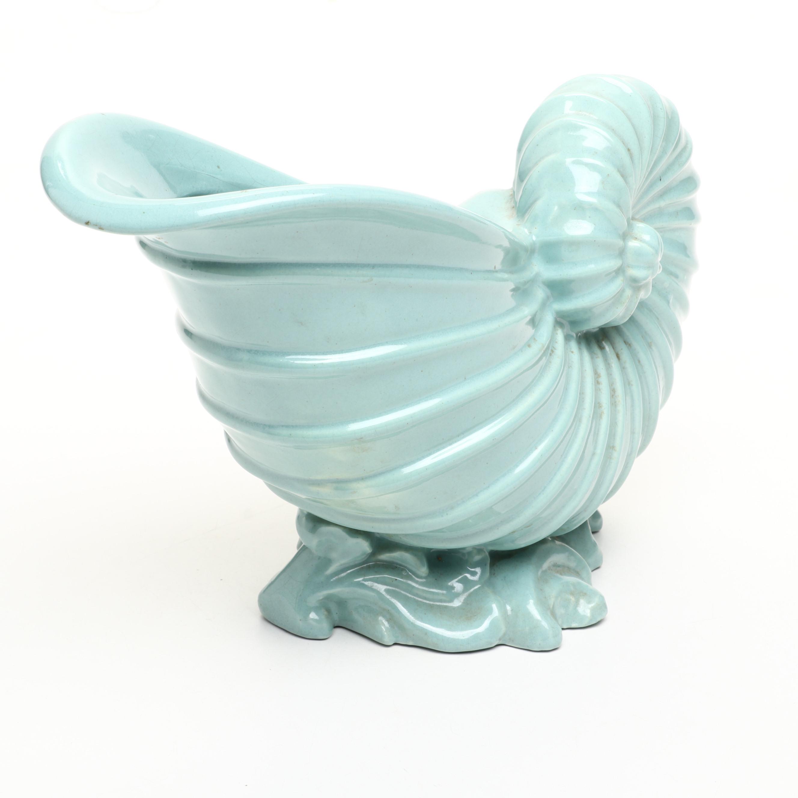 Ceramic Nautilus Shell Form Planter, Mid-20th Century