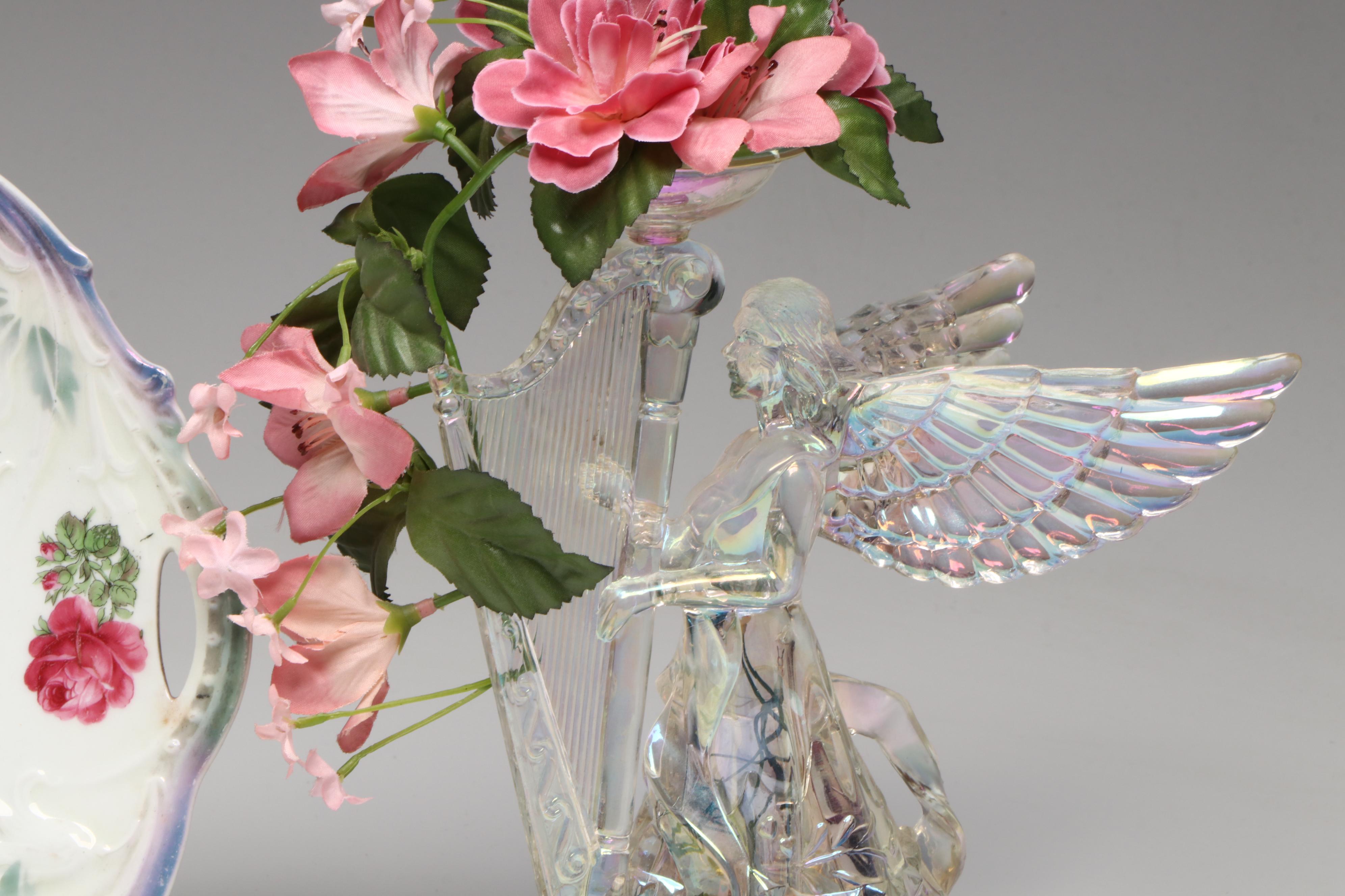 Teleflora Gifts Ceramic Vase, Nippon Porcelain Saucers, and Other Table Décor