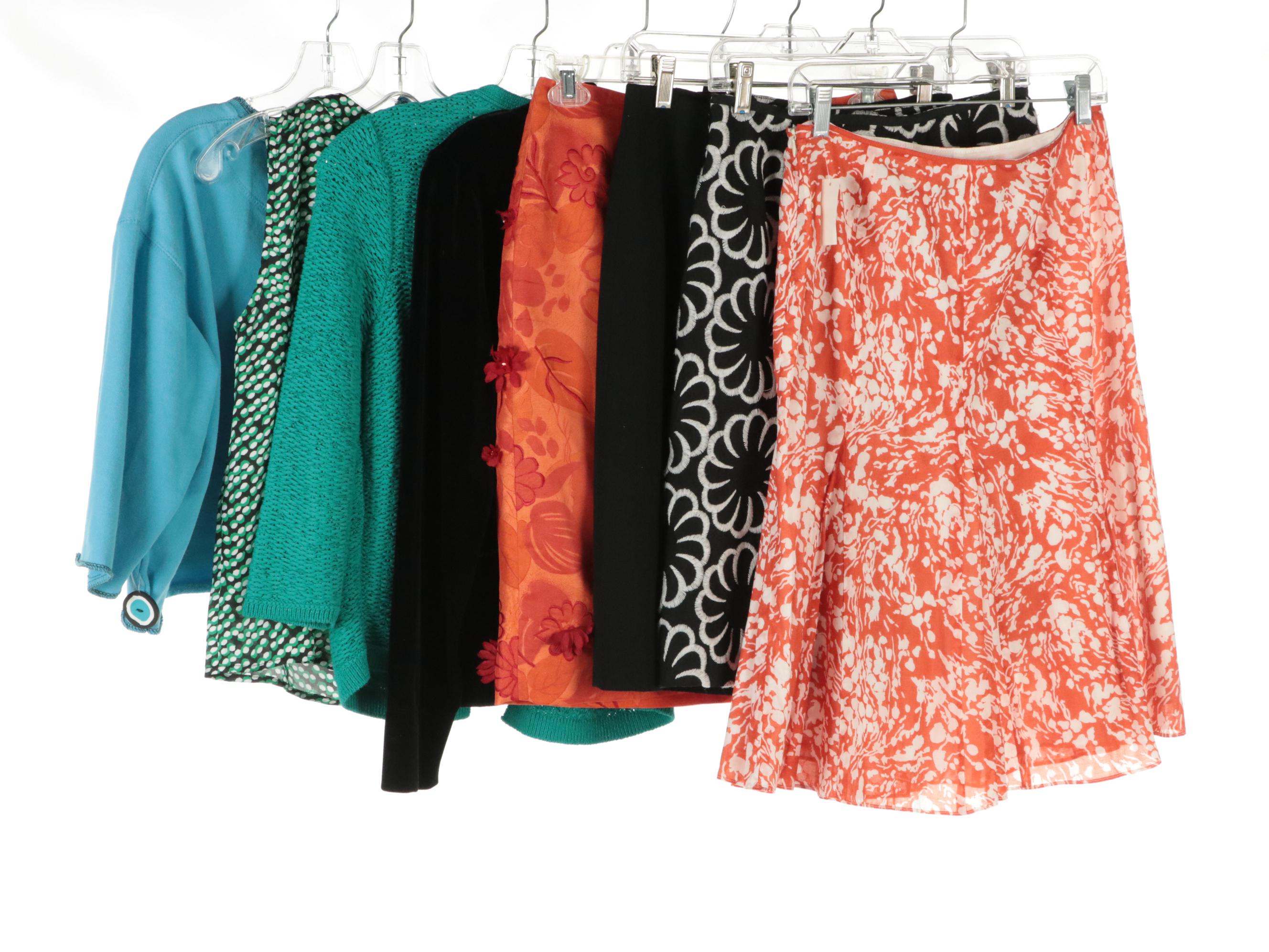 Bigio Silk Lined, Richard Malcolm Linen and Other Skirts w/ Kasper Tops & More