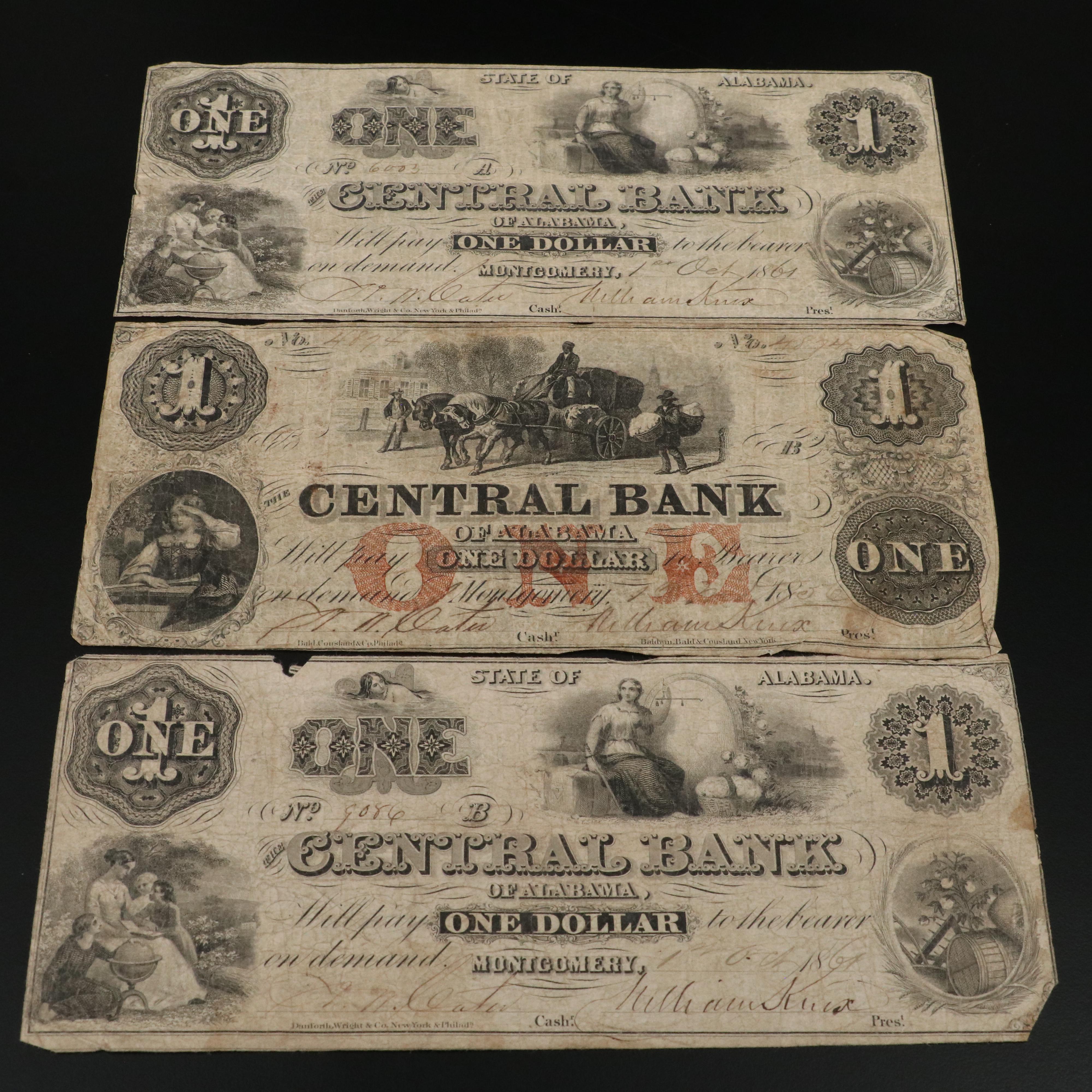 Seventeen Pieces of Civil War-Era Alabama Obsolete Currency Notes