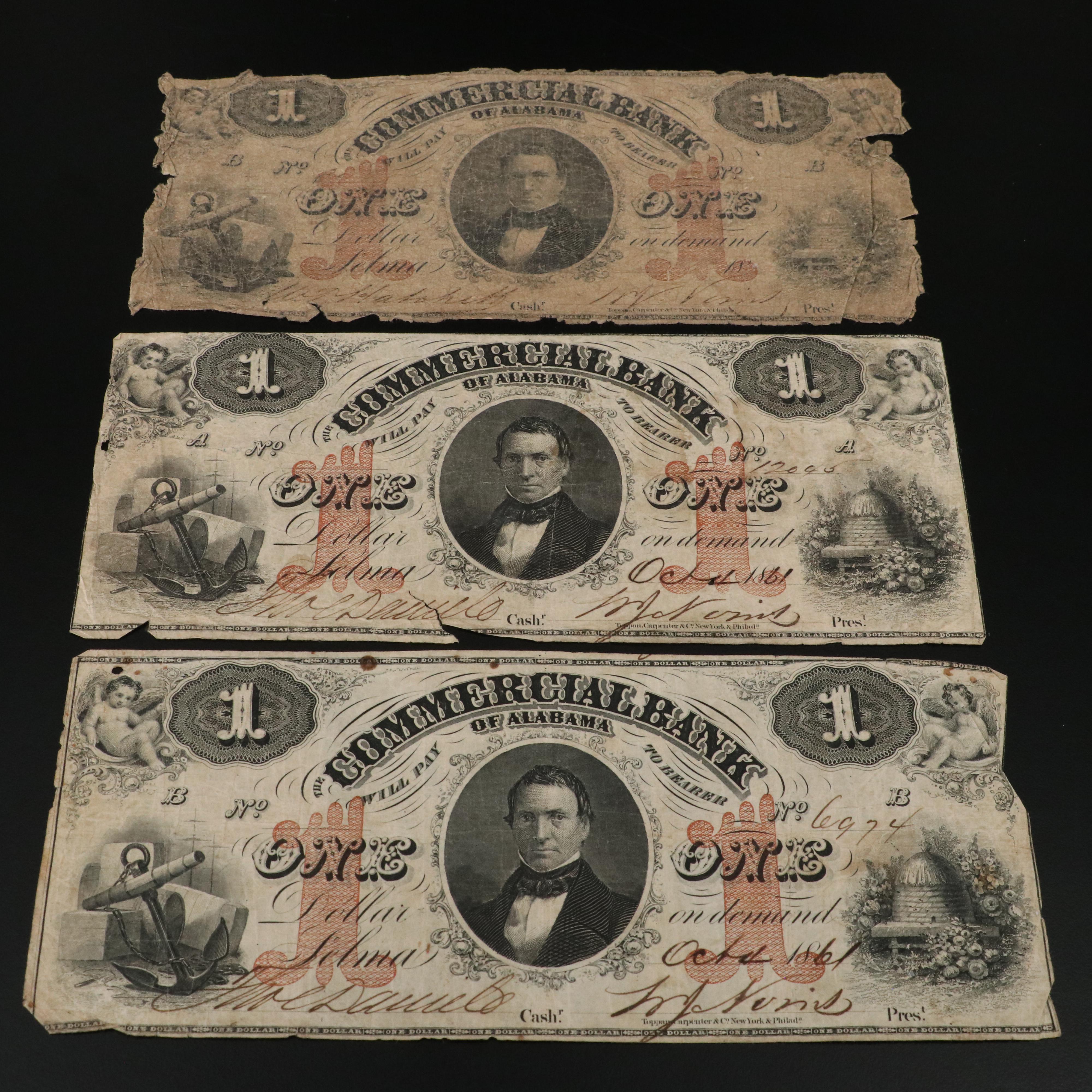 Seventeen Pieces of Civil War-Era Alabama Obsolete Currency Notes