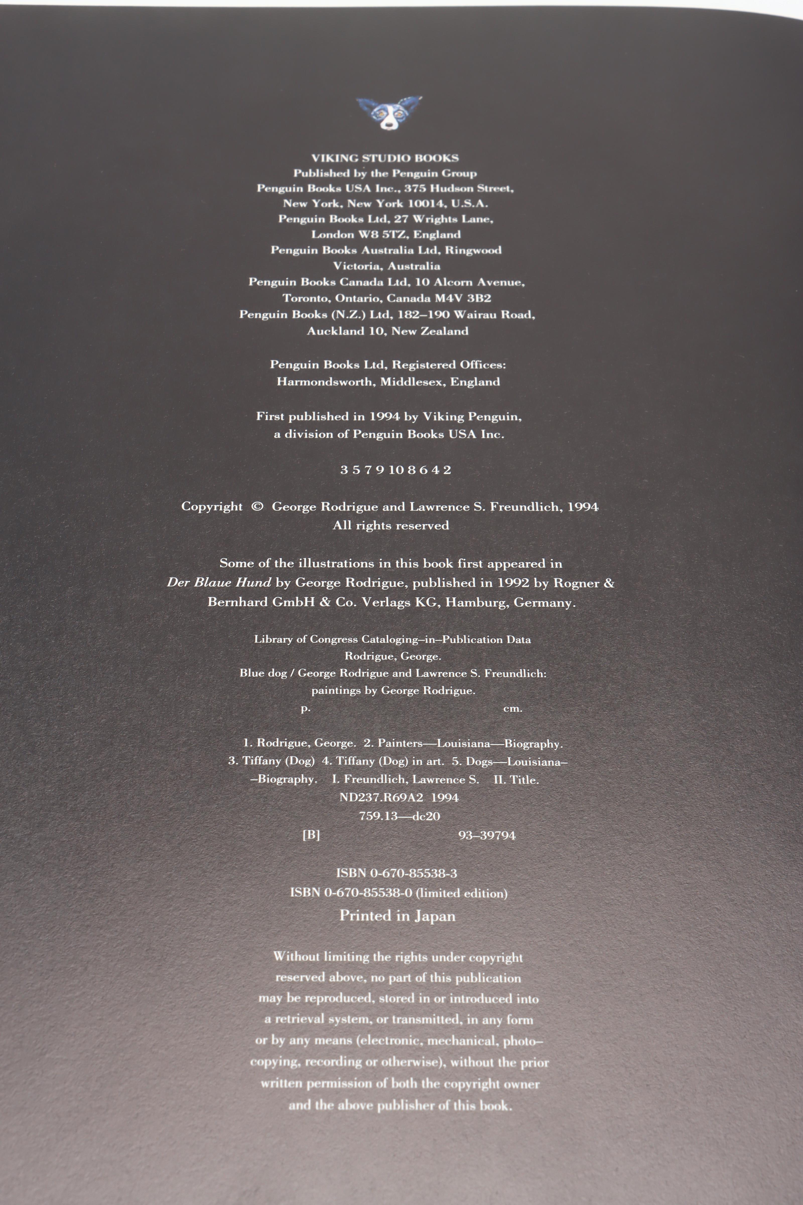 Signed "Blue Dog" by George Rodrigue and Lawrence S. Freundlich, 1994