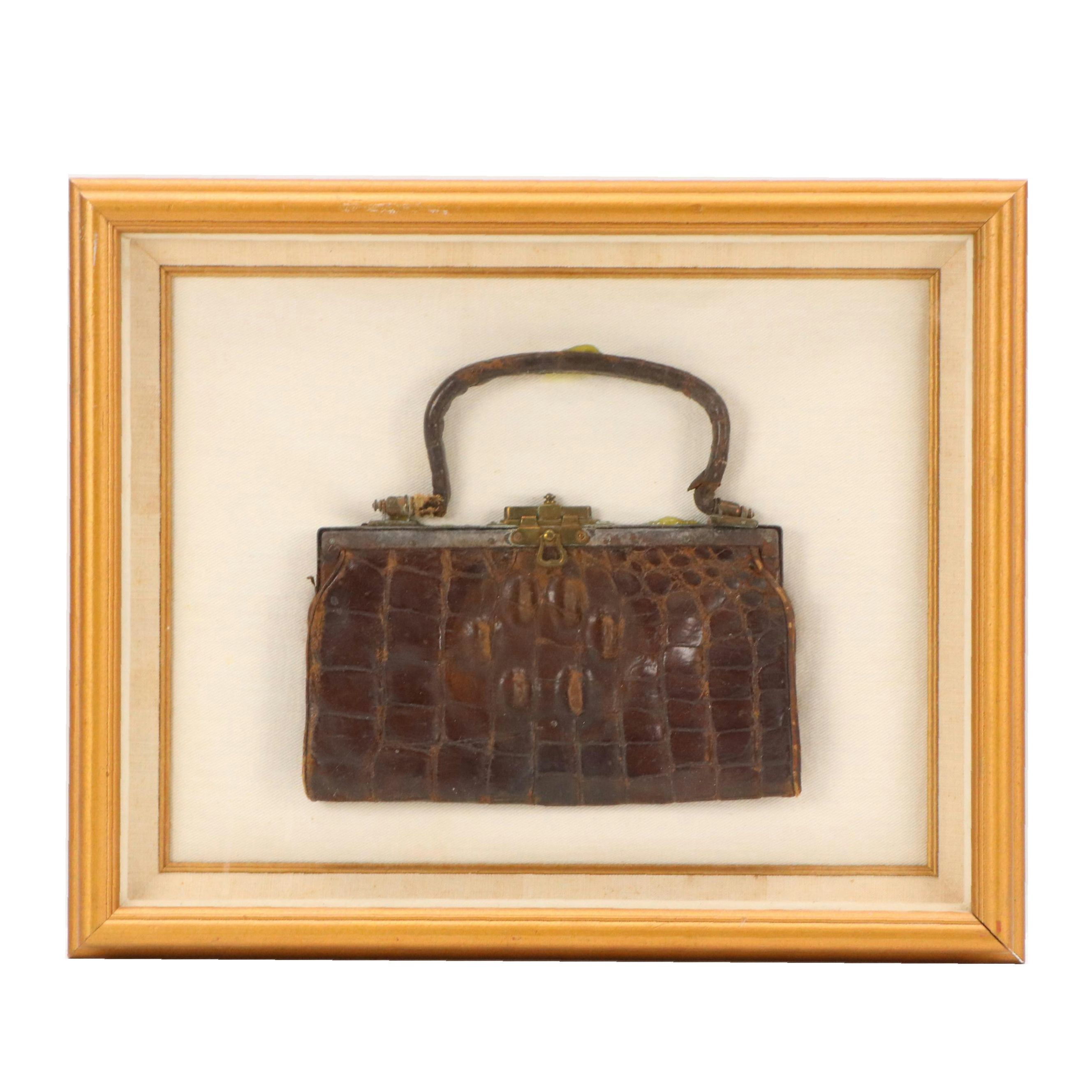 Framed Crocodile Top Handle Bag, Early 20th Century