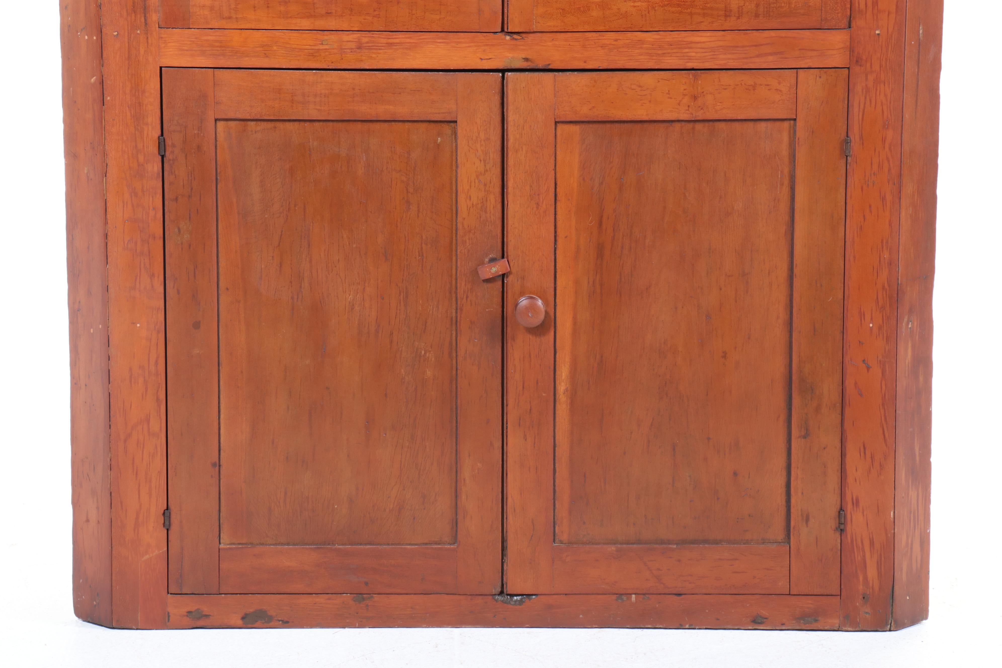 American Cherrywood Sixteen-Light Corner Cupboard, Early to Mid-19th Century