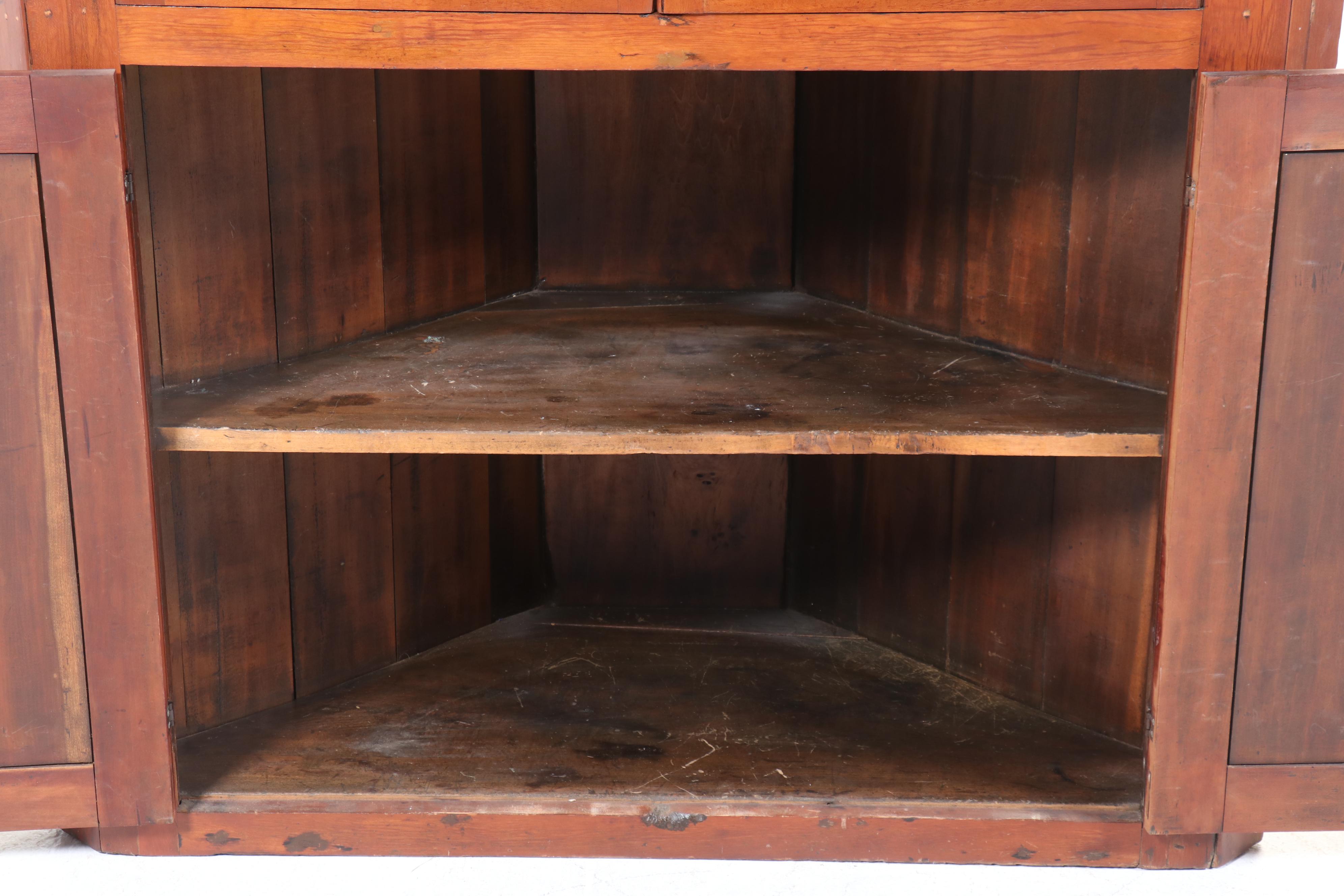 American Cherrywood Sixteen-Light Corner Cupboard, Early to Mid-19th Century