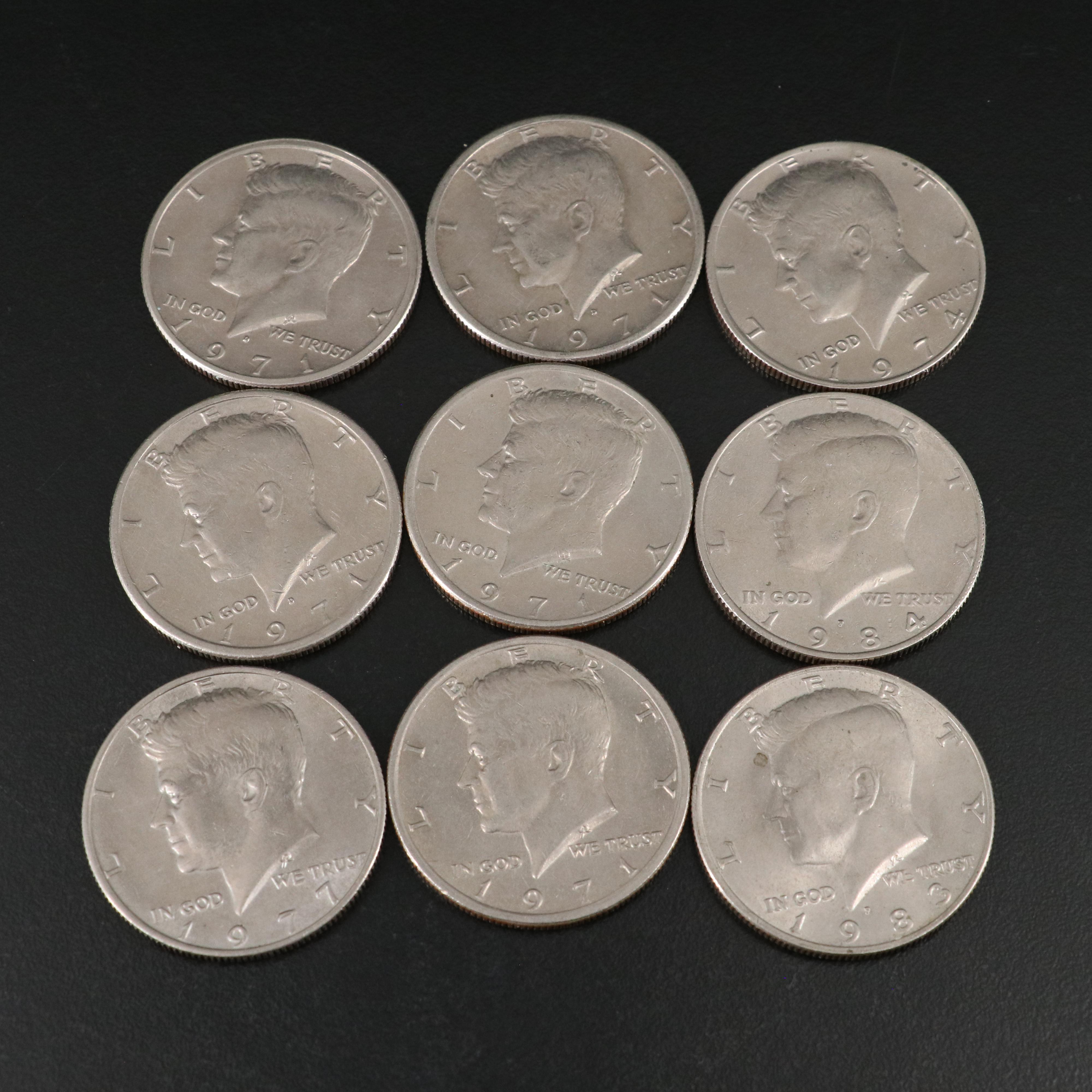 Collection of 50 Kennedy Half Dollars