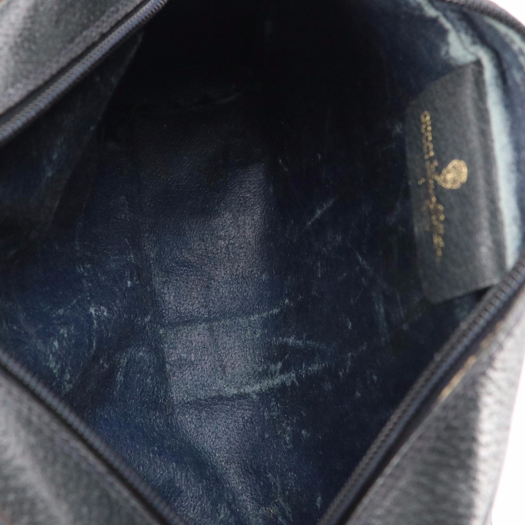 Gucci Accessory Collection GG Supreme Crossbody with Navy Cinghiale Leather Trim