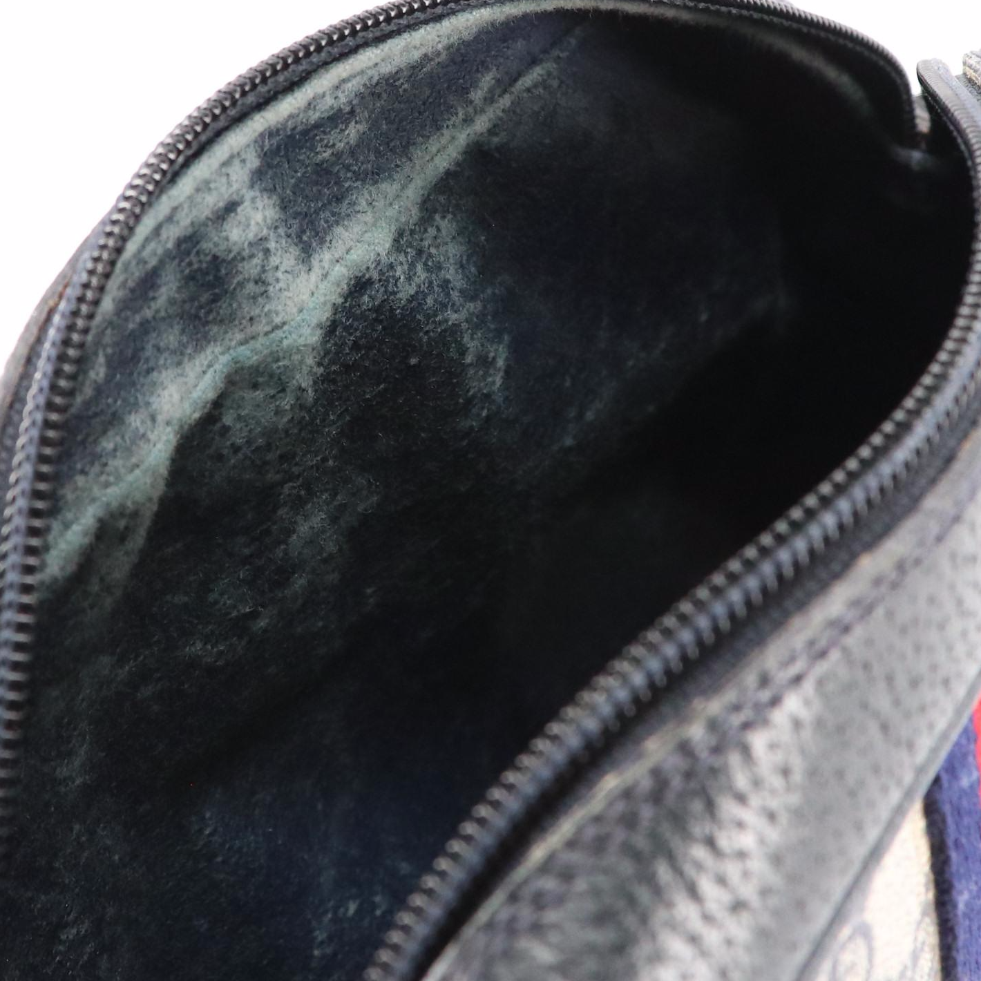 Gucci Accessory Collection GG Supreme Crossbody with Navy Cinghiale Leather Trim