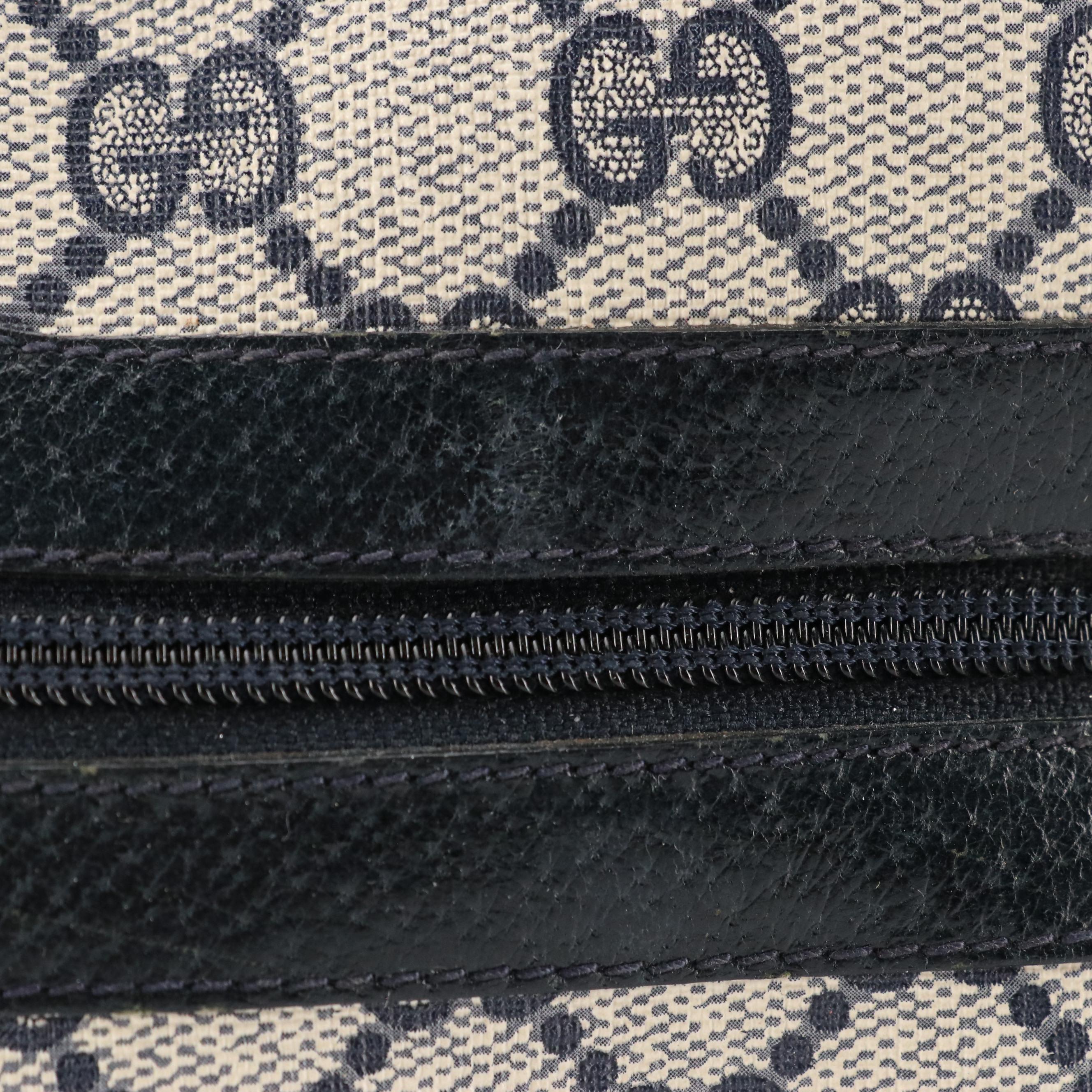 Gucci Accessory Collection GG Supreme Crossbody with Navy Cinghiale Leather Trim