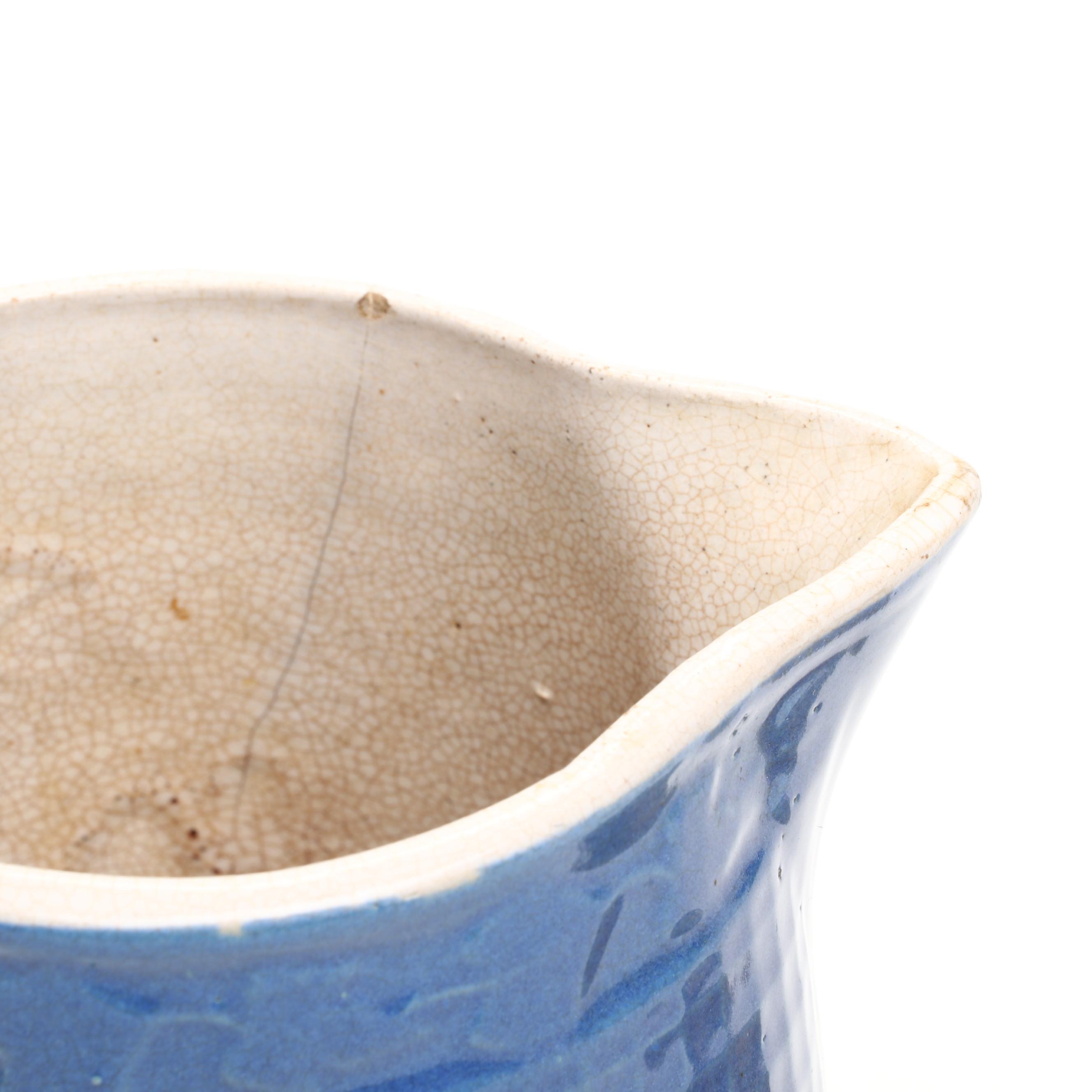 Stoneware Pitcher with Spongeware Creamer, Toothpick Holders and Mini Bowls