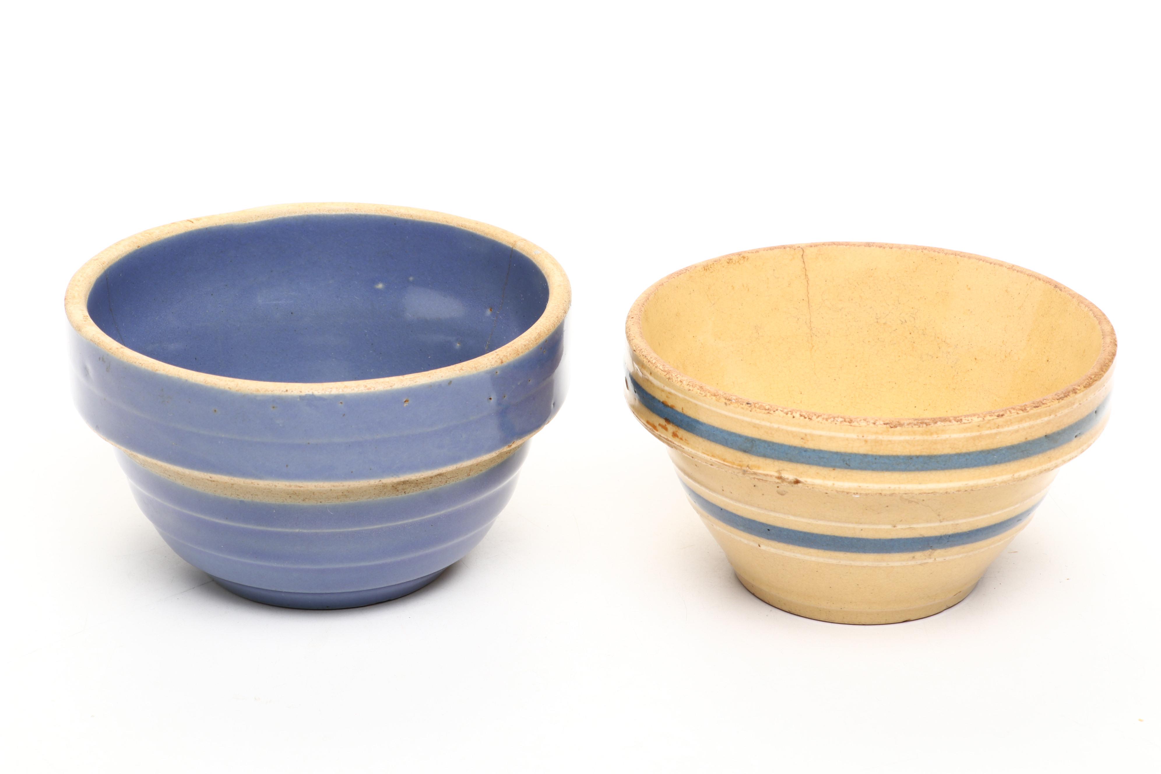 Stoneware Pitcher with Spongeware Creamer, Toothpick Holders and Mini Bowls