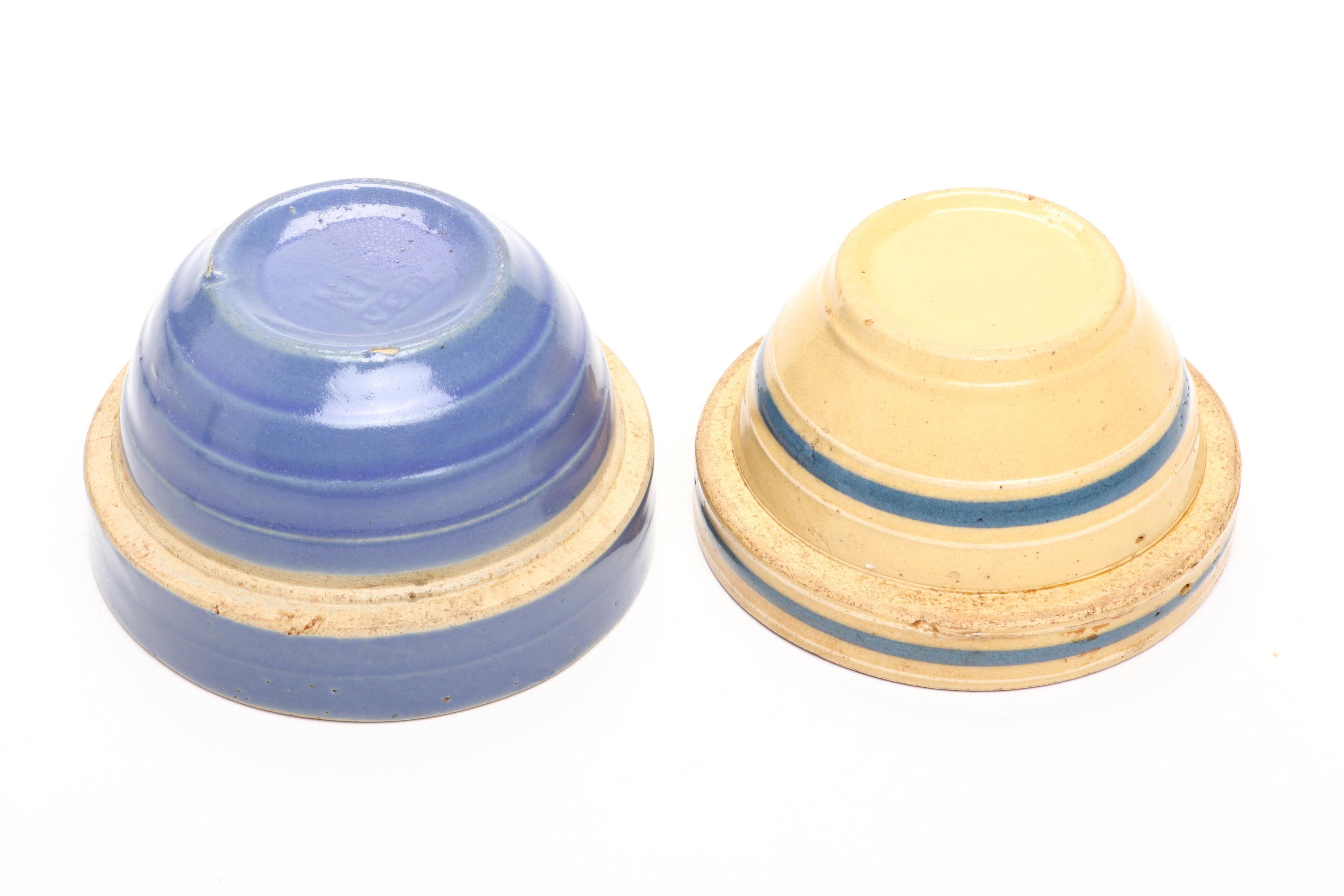 Stoneware Pitcher with Spongeware Creamer, Toothpick Holders and Mini Bowls