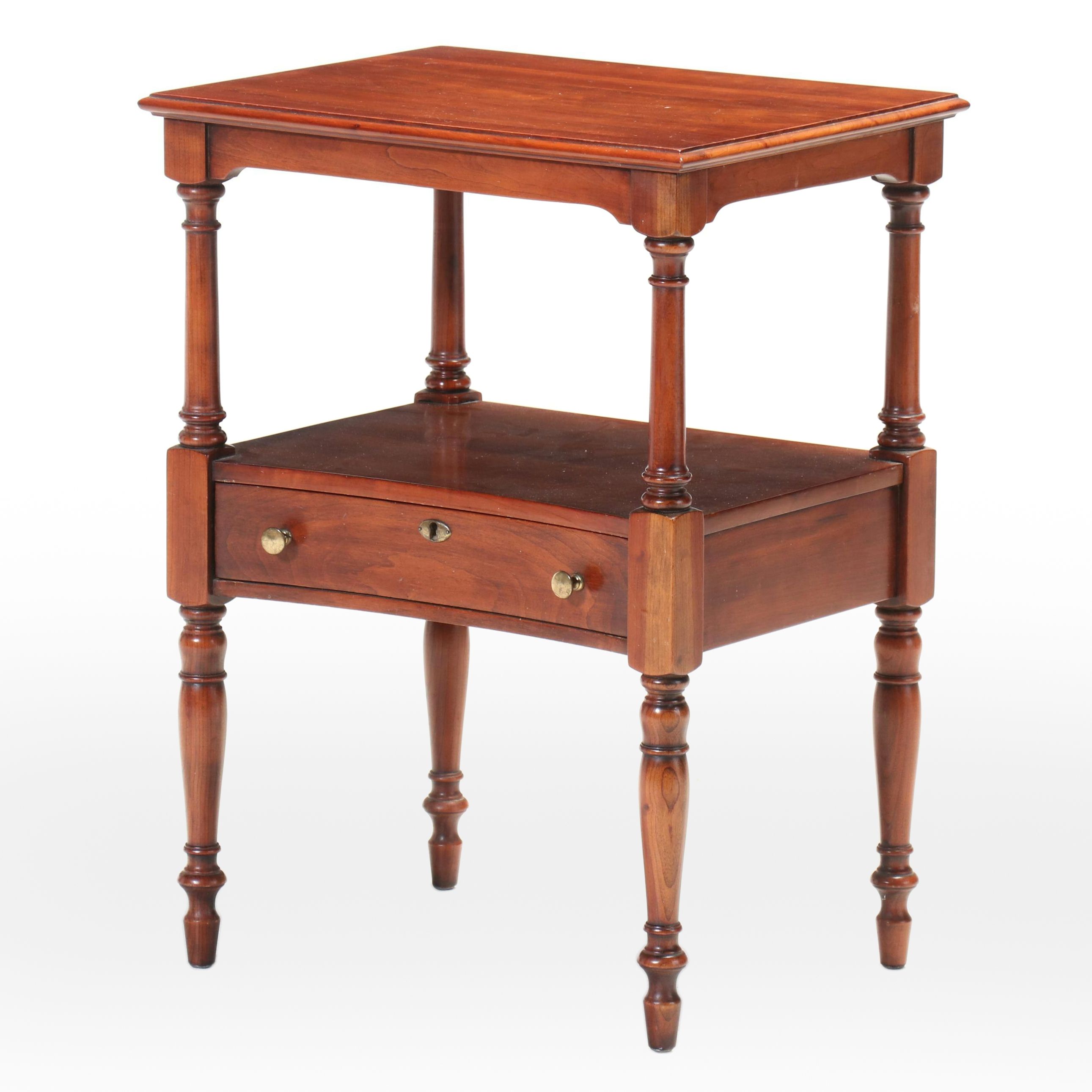 Statton Federal Style Cherrywood Two-Tier Side Table, Dated 1977