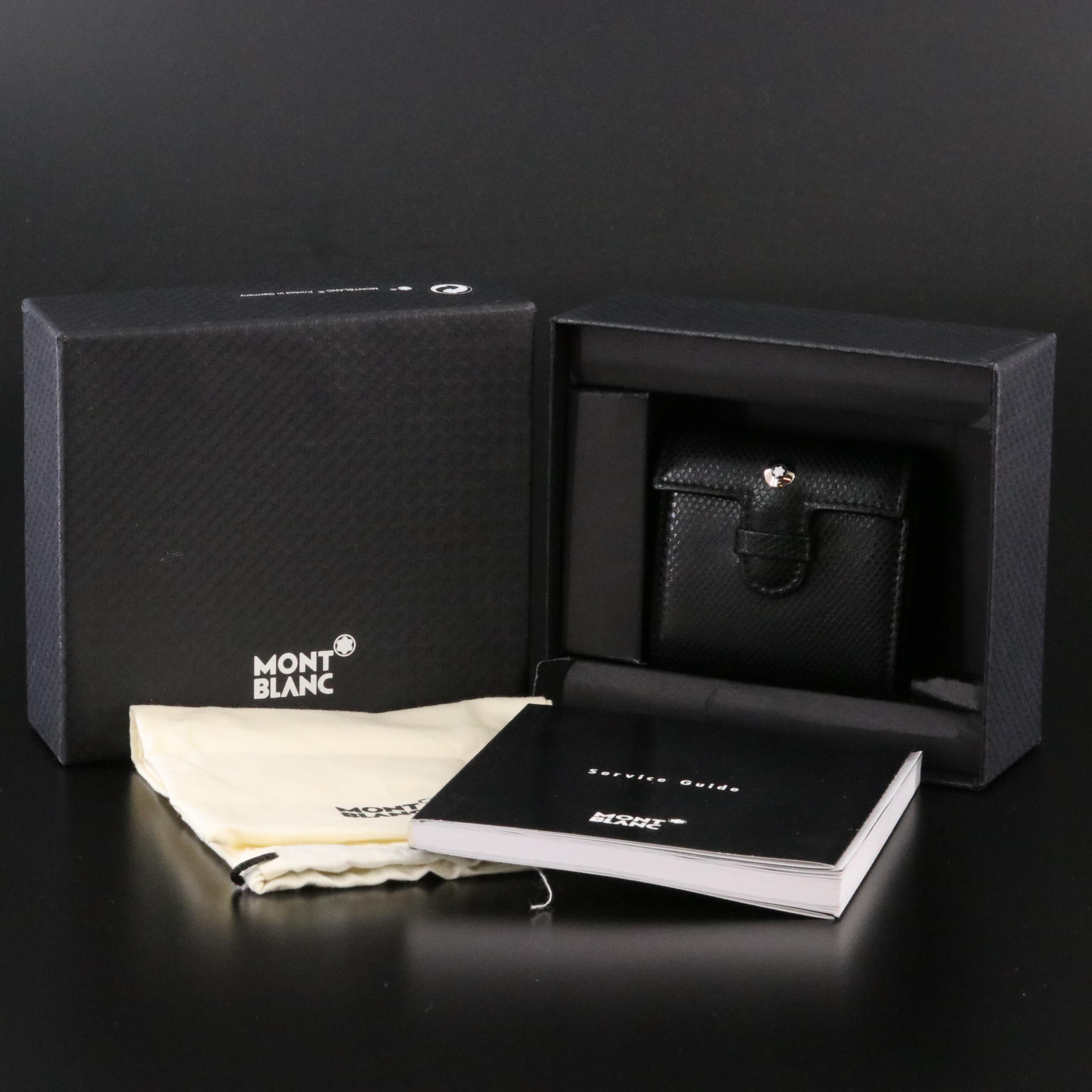 Montblanc Leather Travel Alarm M29419 White Dial Steel Quartz Clock