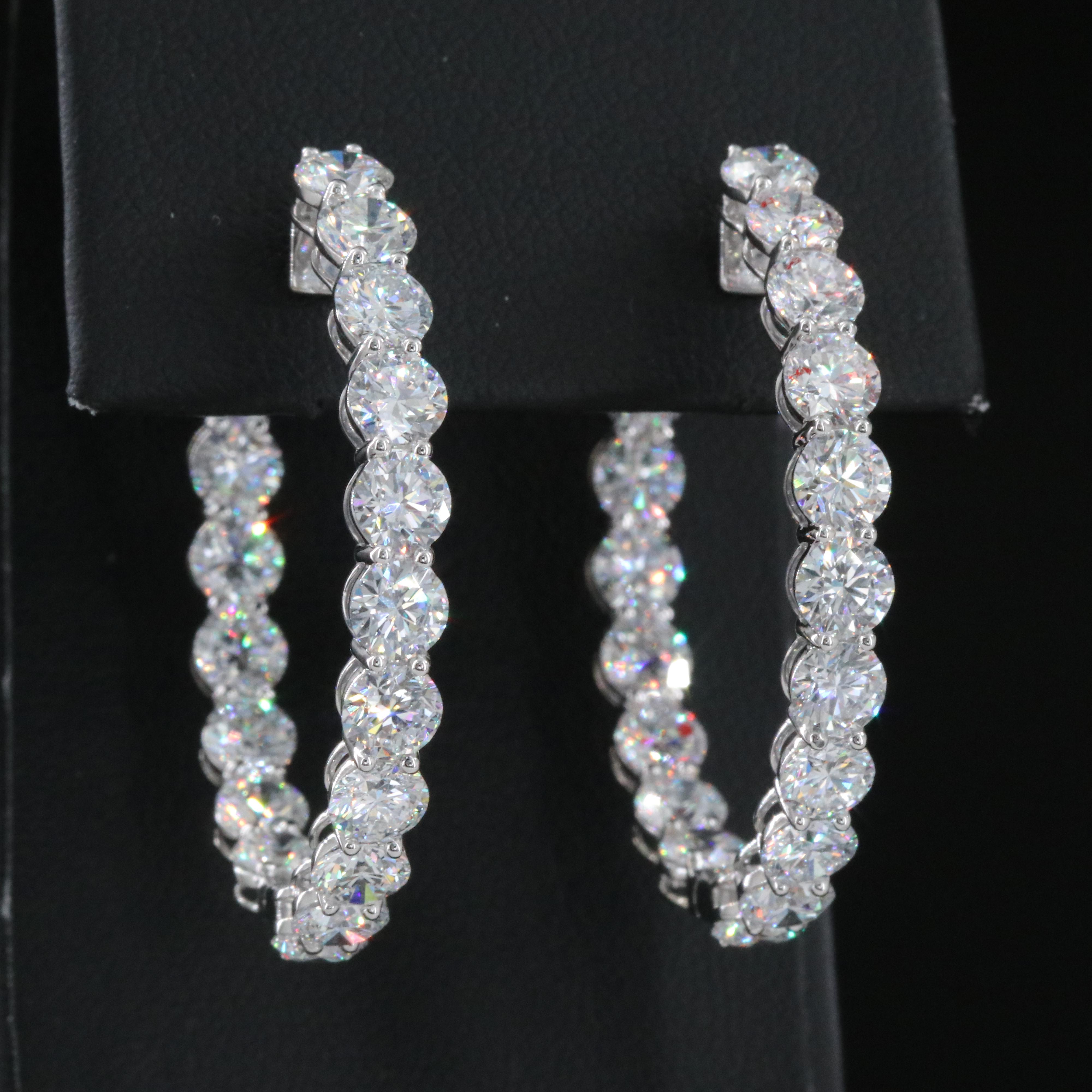 14K 12.77 CTW Lab Grown Diamond Inside-Out Hoop Earrings