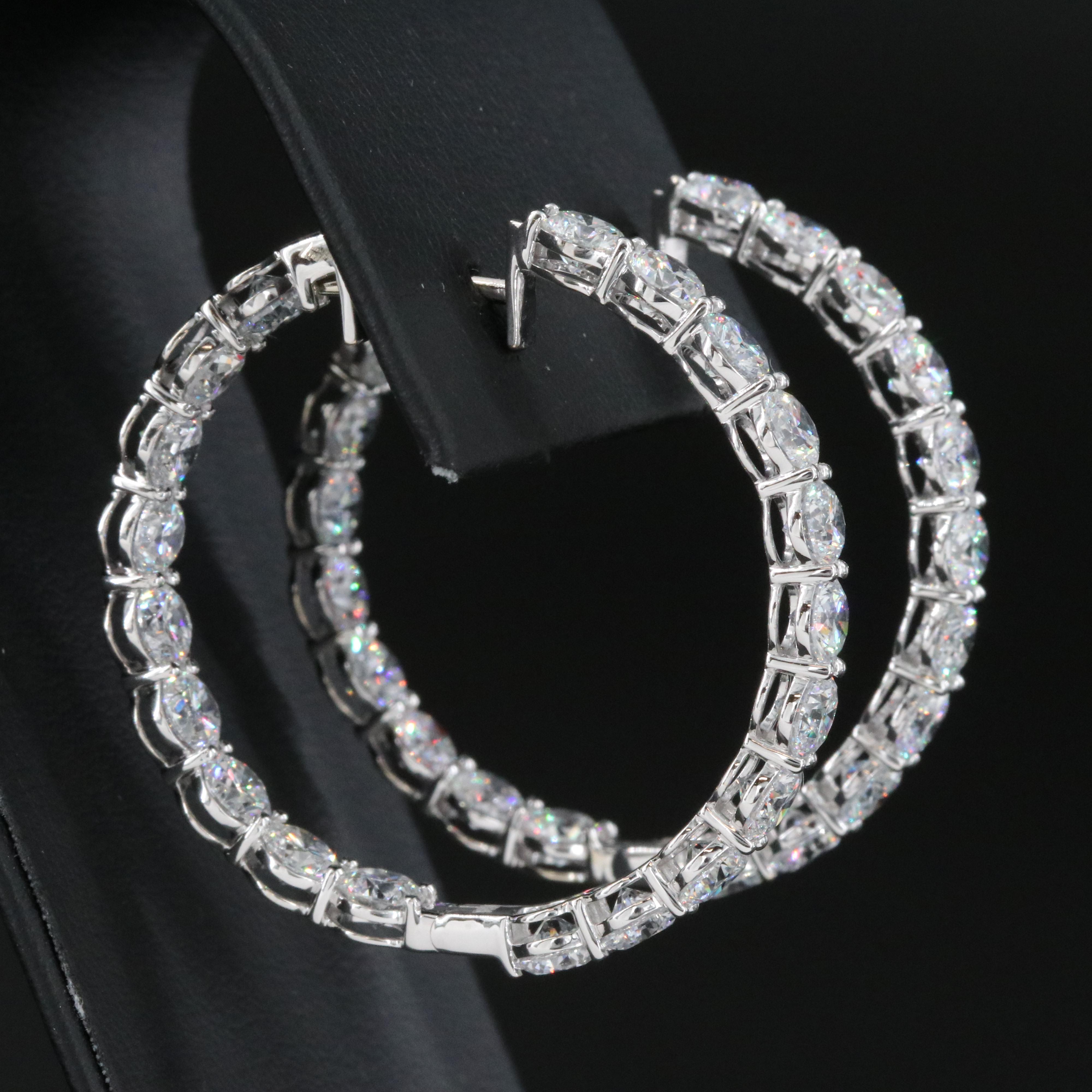 14K 12.77 CTW Lab Grown Diamond Inside-Out Hoop Earrings