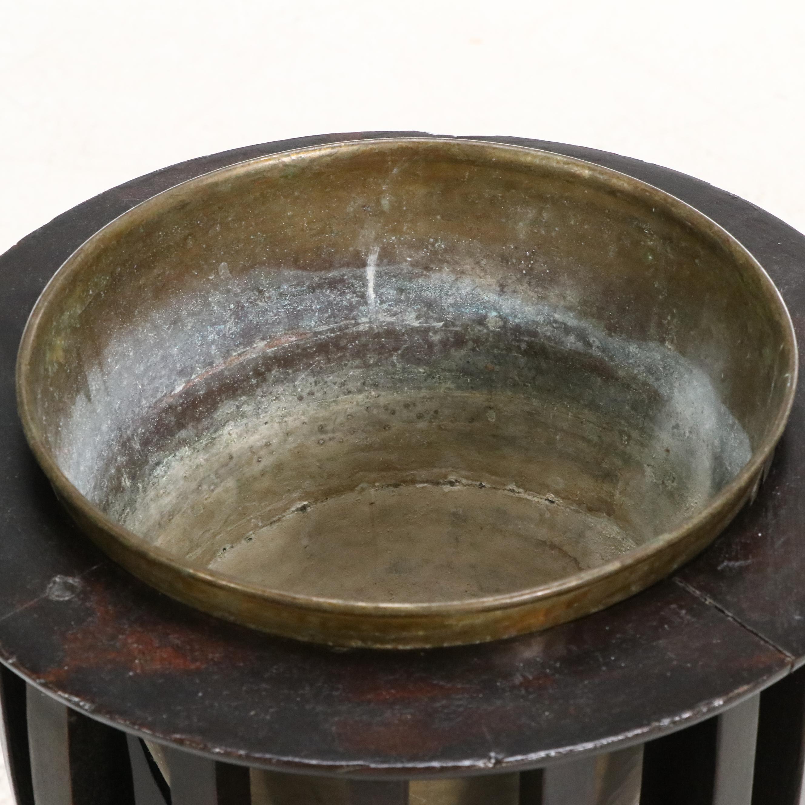 Sheboygan Lakeside Craft Shop Jardinière Stand with Brass Planter